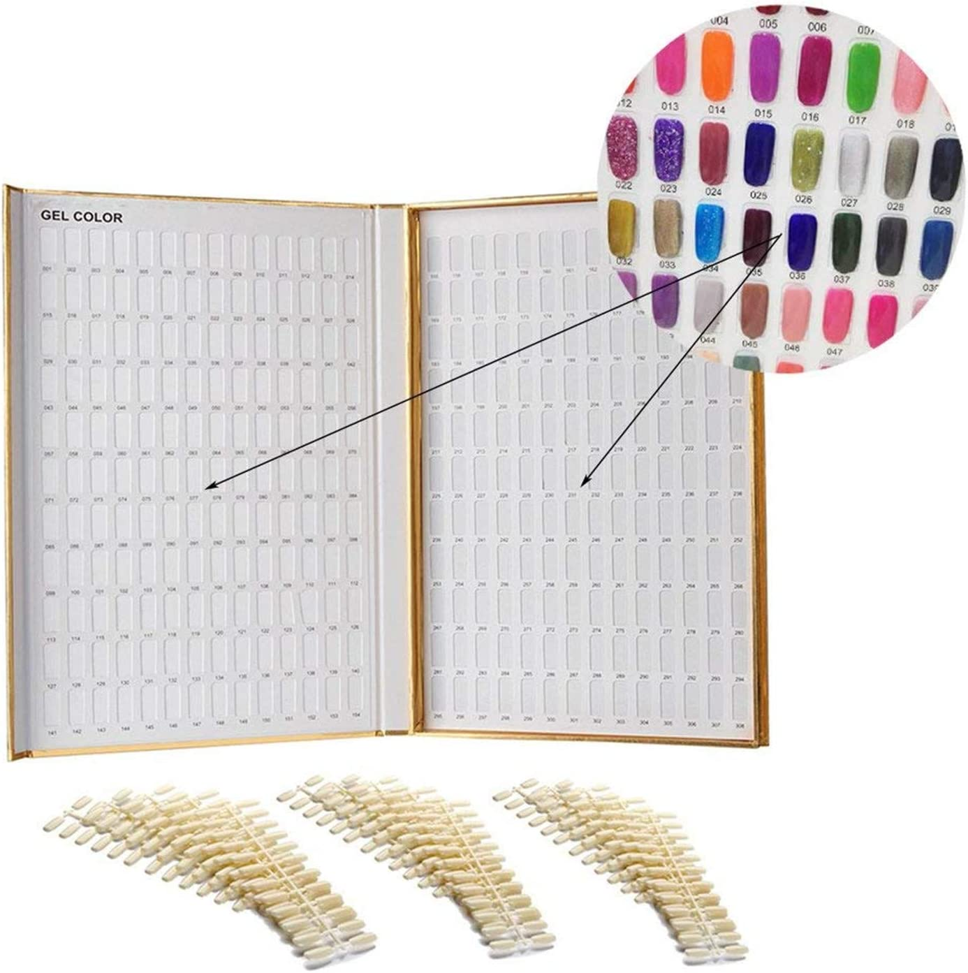 Makartt 308 Poly Nail Gel Color Chart Display Book Golden Nail Polish Gel Color Display Nail Salon Tools, A-13 image number 6