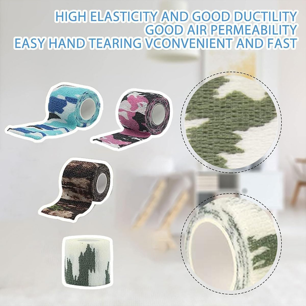 AIMALL Camouflage Self - Adhesive Elastic Bandage Set, 5Cm Width, 4.5M Length, Outdoor Sports Protection, Skin - Friendly, for Wrist/Ankle Support - 1 image number 4