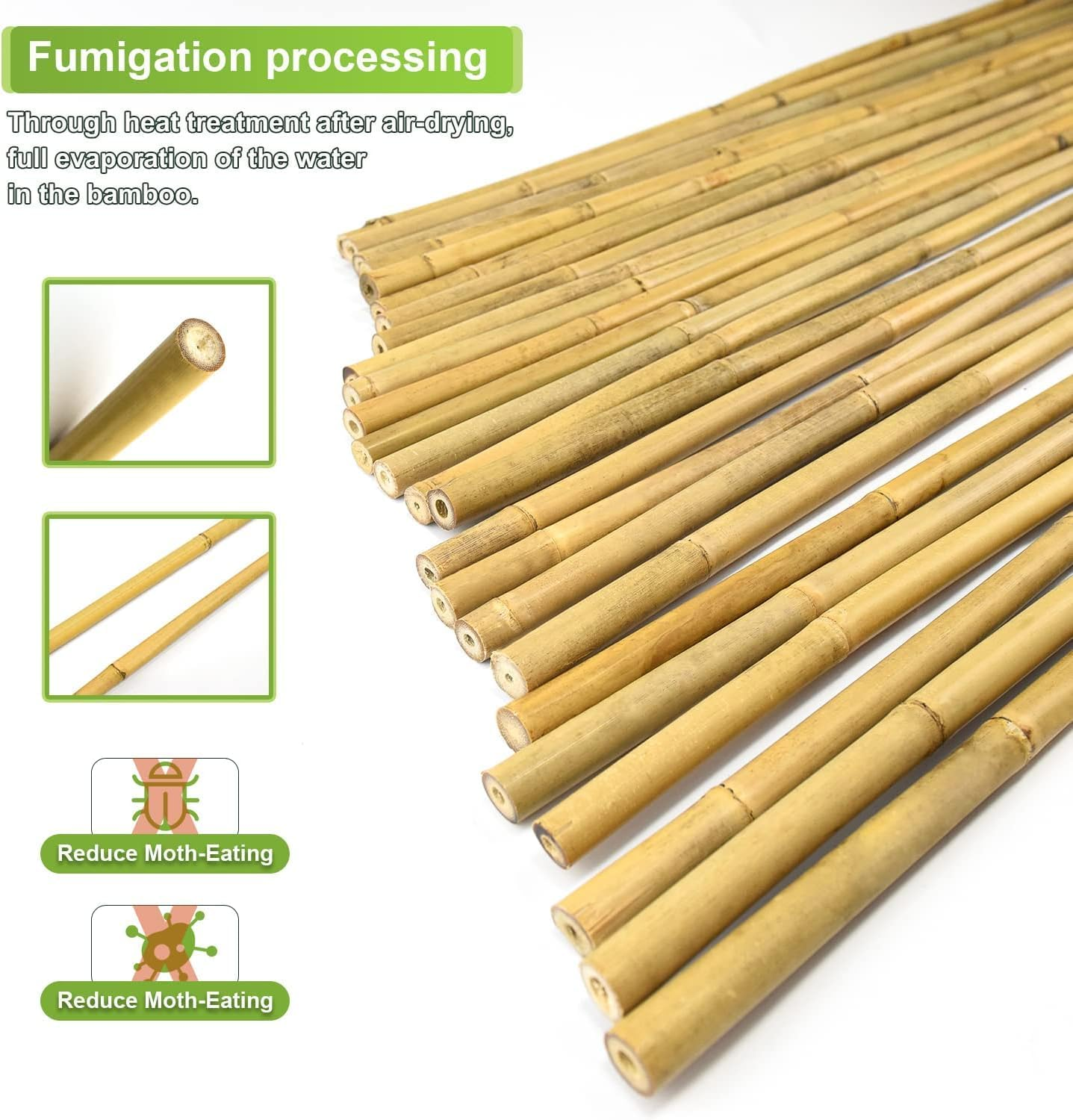 Jollybower 30Pcs Bamboo Stakes 60Cm,Plant Stake, Natural Garden Stakes for Tomato, Bean, Flowers,Trees Potted and Climbing Plant Support image number 6