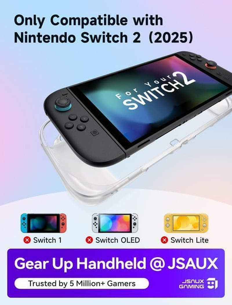 JSAUX Protective Case Designed for Nintendo Switch 2 2025, Portable Clear Cover Compatible with Switch 2 Case and Joycon Controller, Accessories with Shock-Absorption and Slim Skin Shell-Clear image number 4