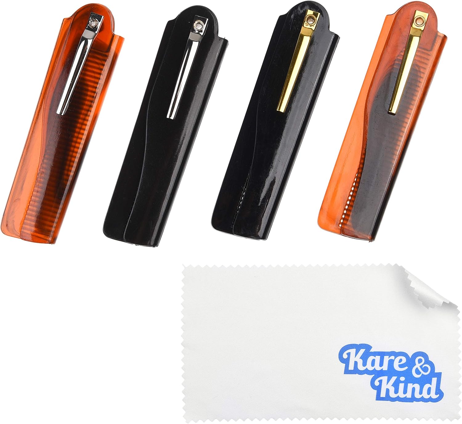 Kare & Kind Folding Pocket Comb for Men - 4 Pc Fine Tooth Comb (2 Brown and 2 Black Set) - for Styling Hair, Mustache, Beard - Men'S Grooming - Ideal Gift image number 3
