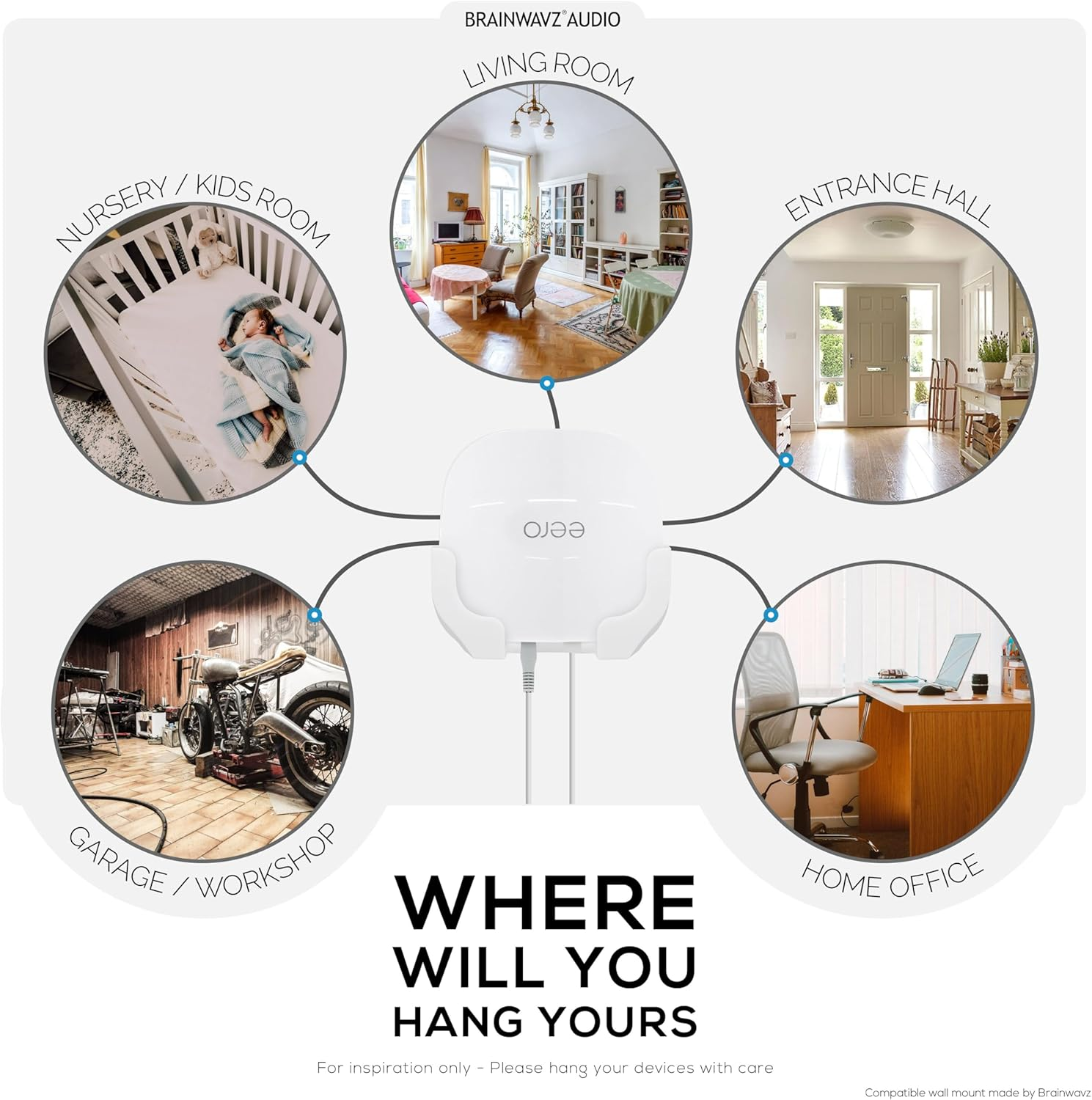 Wall Mount Compatible with EERO Pro 6 & EERO Pro 6E Mesh Wifi Router (Not Compatible with Other EERO Models), Easy Install Holder Bracket, Reduce Interference & Clutter, Adhesive & Screw-In Mounting image number 3