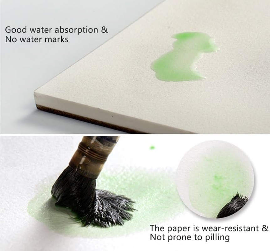 2 Pack Watercolor Paper Block, Academy Grade Watercolor Block, 100% Cotton, Acid-Free, 140LB/300GSM, Cold Press Textured, 20 Sheets per Block (Cold Press 180X125Mm) image number 6