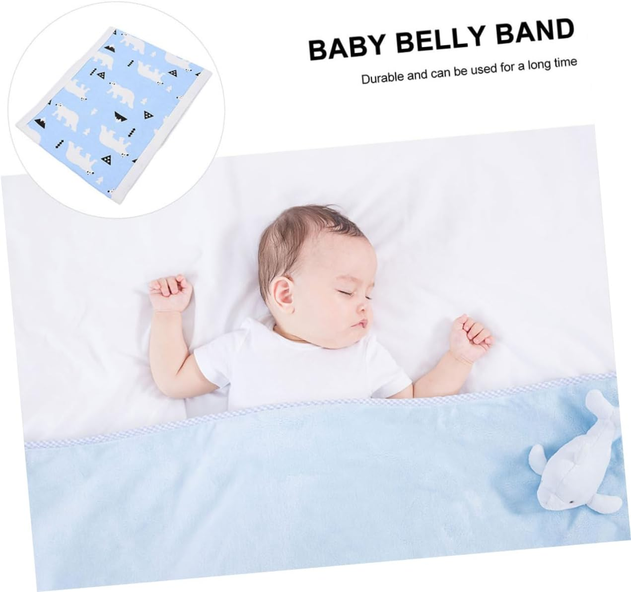 SAFIGLE Newborn Infant Belly Band Cotton Navel Wrap Baby Belly Button Cover Portable Cord Belt for Baby Supplies Autumn Winter 80 Size Arctic Blue image number 4
