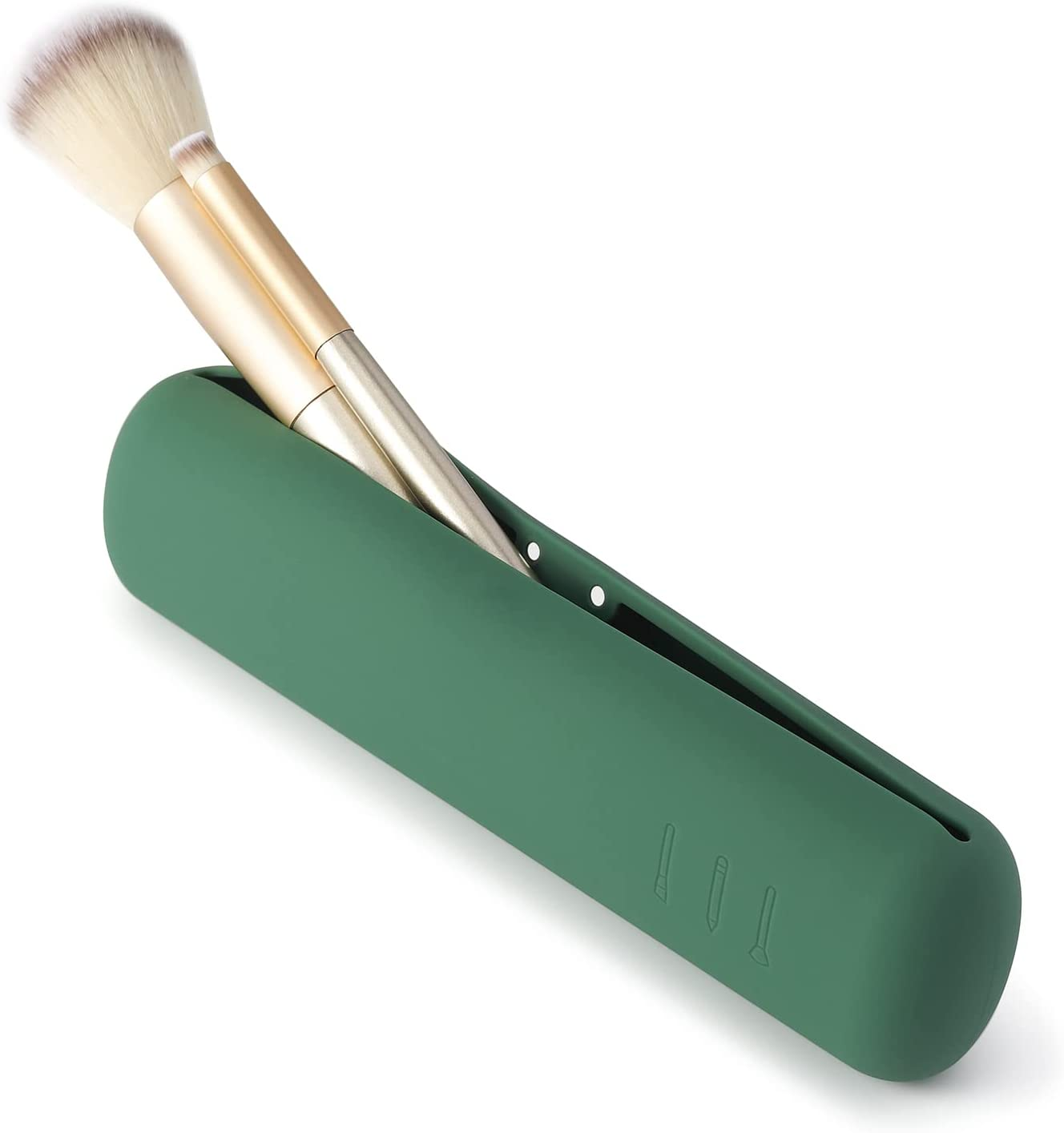 BEZOX Travel Makeup Brush Holder with Strong Magnetic Buckle, Silicone Make up Brush Pouch Case, Cosmetic Brush Mini Bag - Green image number 2
