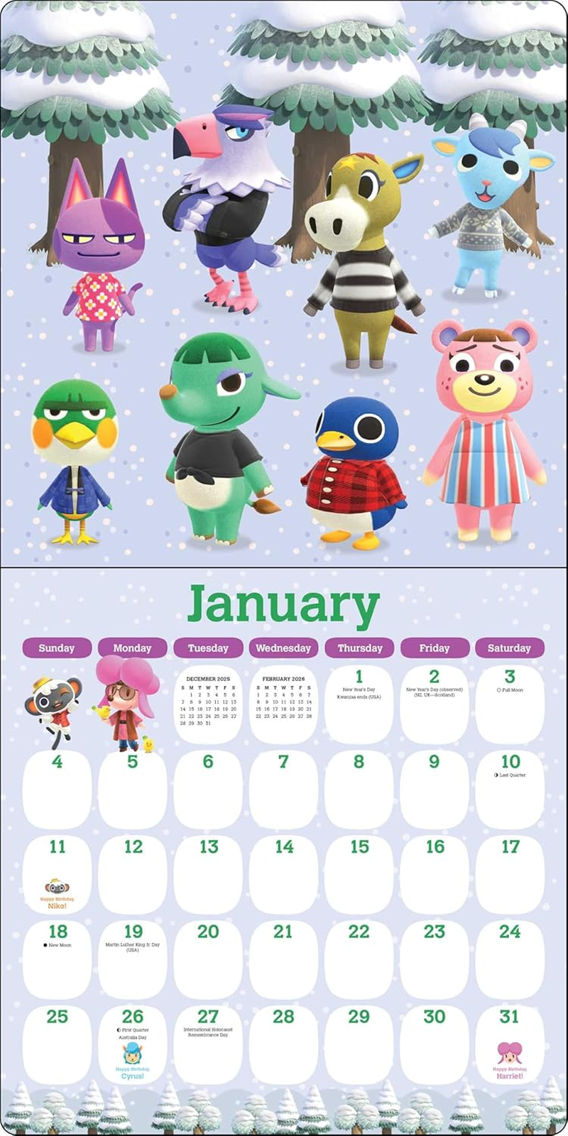 Animal Crossing: New Horizons 2026 Wall Calendar
