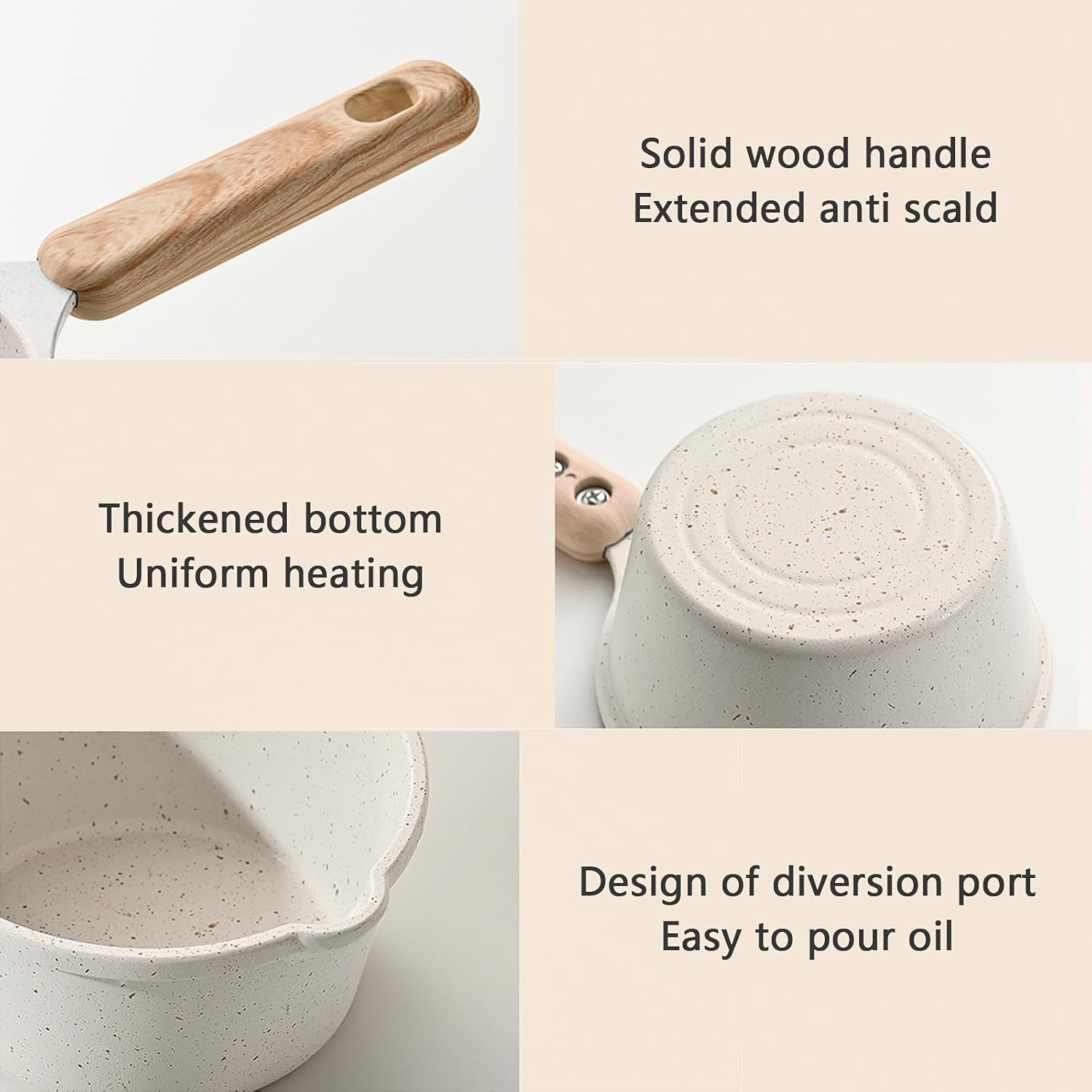 DXQCHDUO Nonstick Sauce Pan,Small Milk Pot Pan,Multipurpose Mini Small Saucepan Pot with Pour Spouts and Handle for Pouring Oil Heating Boiling Milk Frying Eggs (Black) image number 5