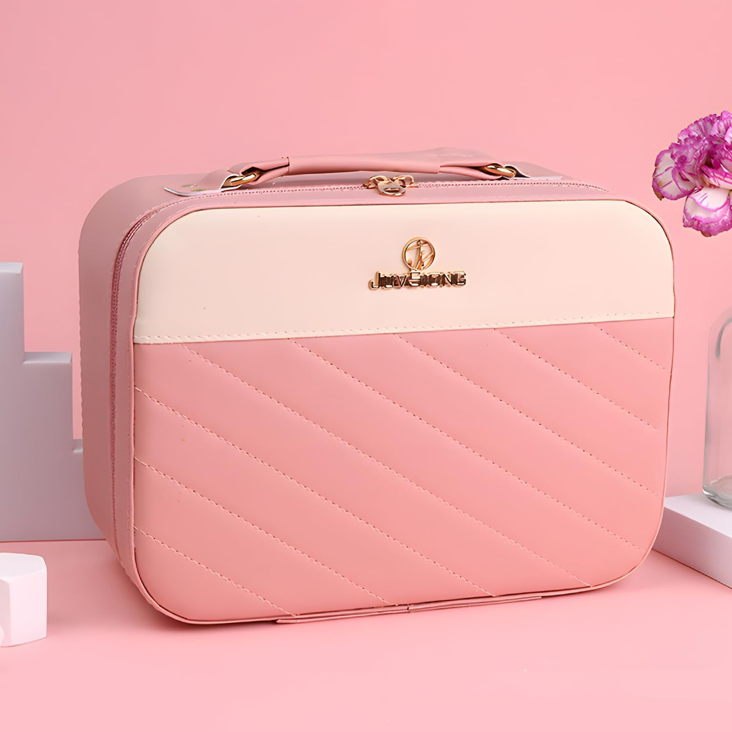 Checkered Makeup Bag, Cosmetic Bag