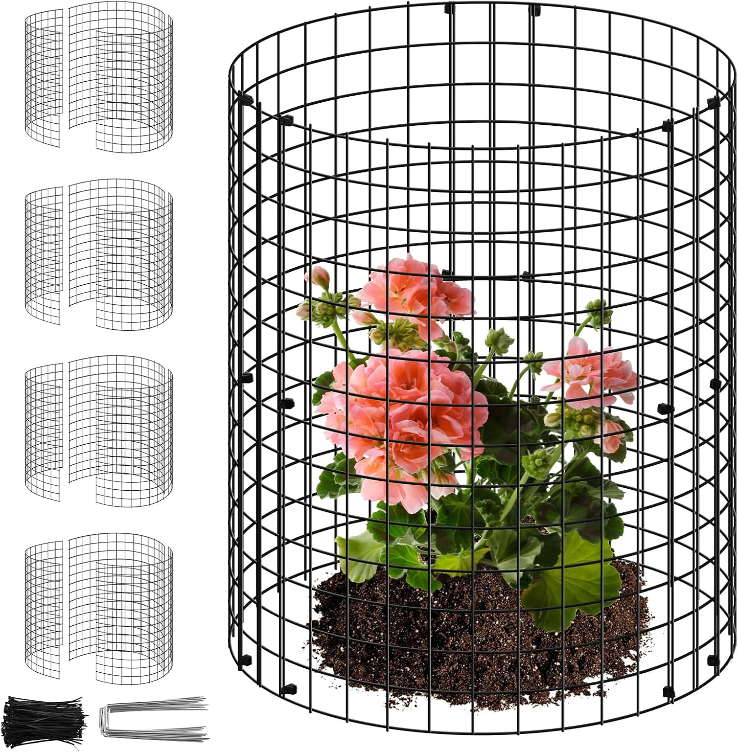 15Pcs Plants Protector from Animals 13.7Inch Metal Mesh Plants Cages to Keep Animals Out Rustproof Garden Protection Covers for Indoor Outdoor Garden Zjmcajy(Blackish Green,15) image number 6