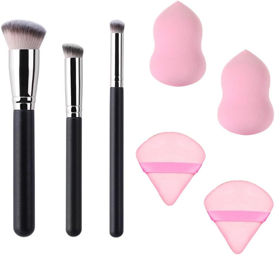 Face Makeup Tools Set - Foundation Concealer Brush, Blenders & Sponges and Powder Puffs, for Blending Cream Powder Buffing, Beauty Cosmetic Foundation