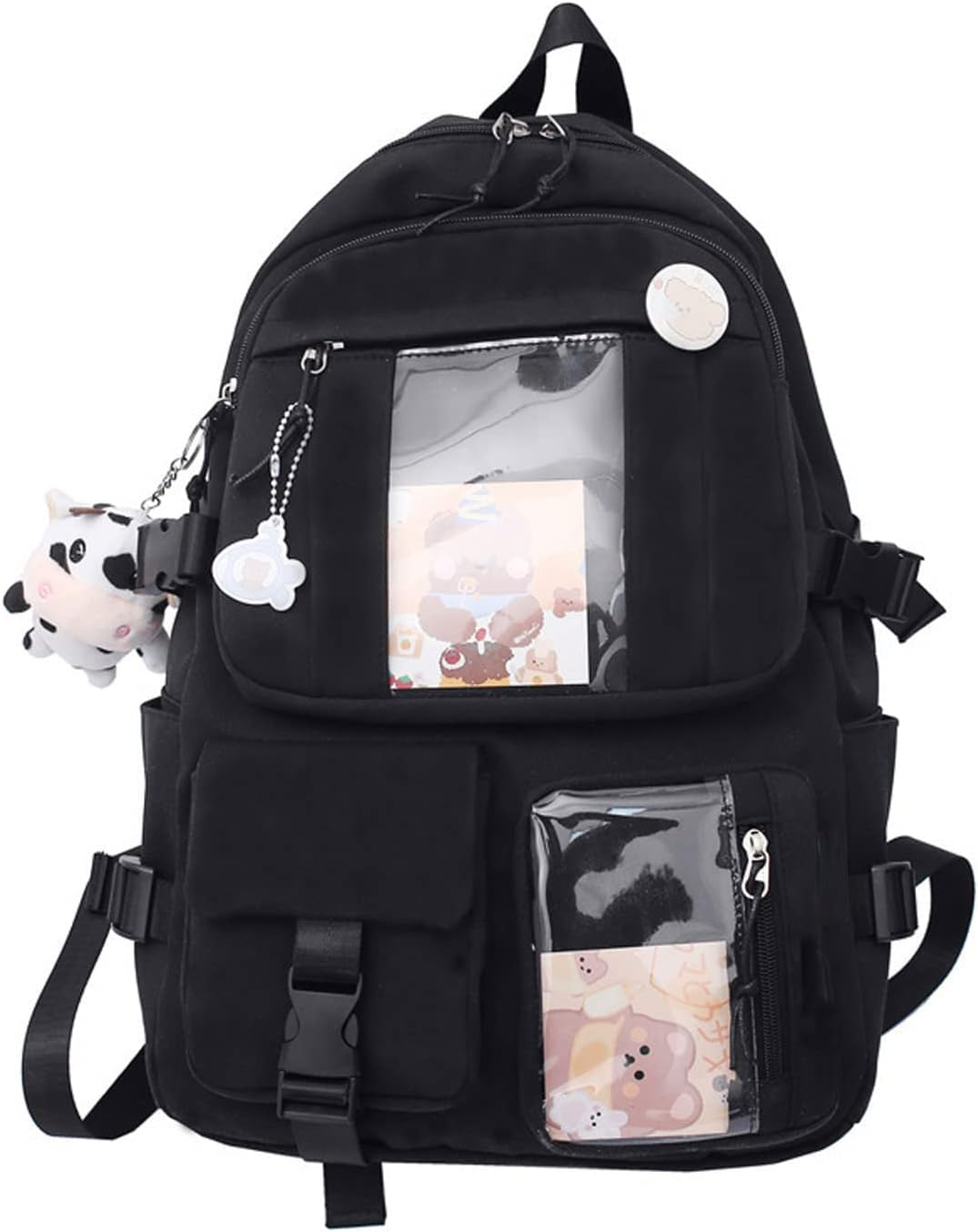 Eagerrich Cute Backpack with Cute Pin Accessories Plush Pendant for School Bag Student Girl Backpack