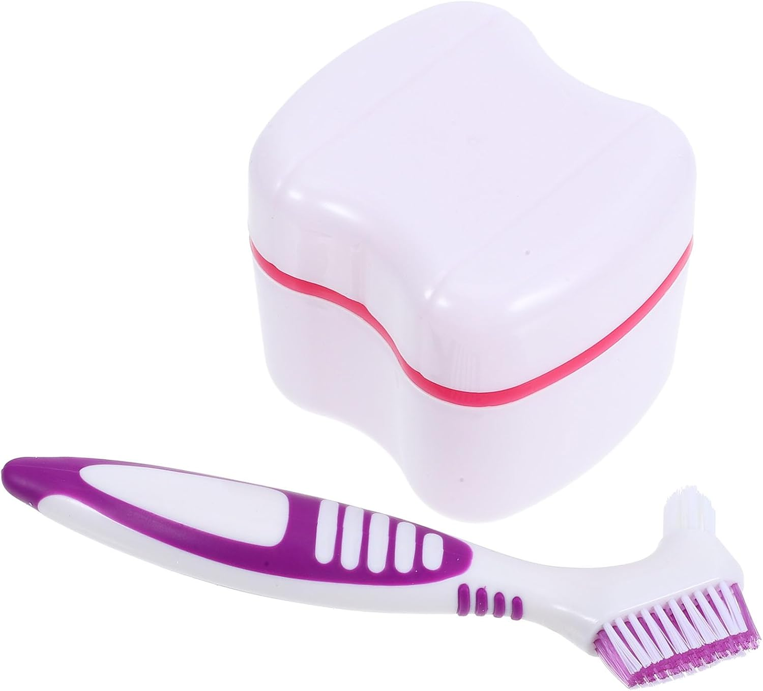 Retainer Storage Box with Denture Cleaning Brush, Portable Retainer Cleaning Kit Integrated Toothbrush Travel-Friendly Bath Cup for False Teeth Care and Storage image number 5