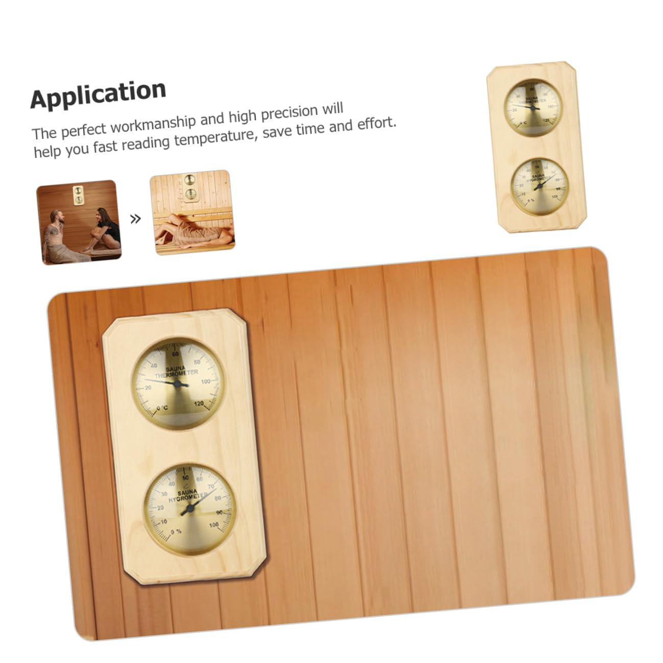 Ifundom High Precision Sauna Thermometer Hygrometer Wood Copper Wall-Mounted Temperature Humidity Gauge for Indoor Sauna and Swimming Pool Use image number 6