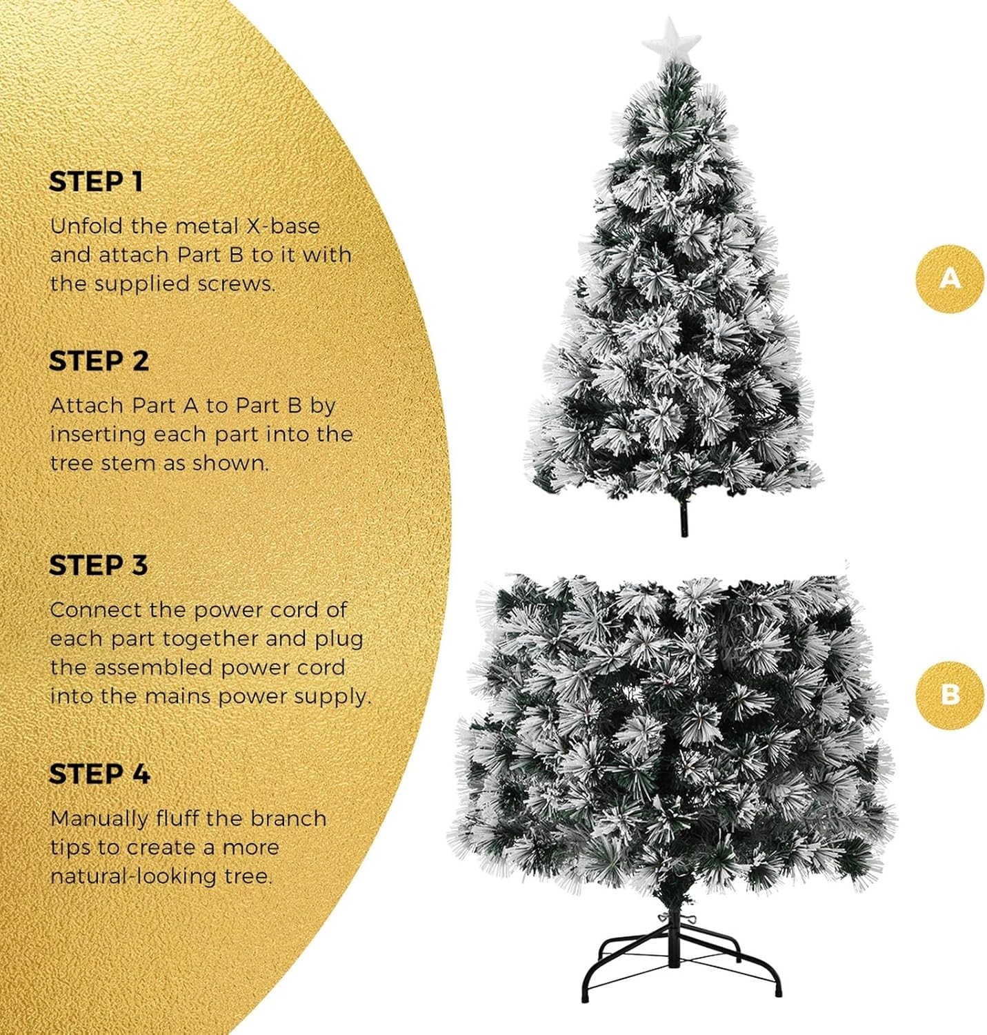 Tinseltown LED Christmas Tree 180Cm/6Ft Xmas Decoration with 230 Tips and 230Pcs LED Bulbs LED Top Star Ornaments Set image number 3