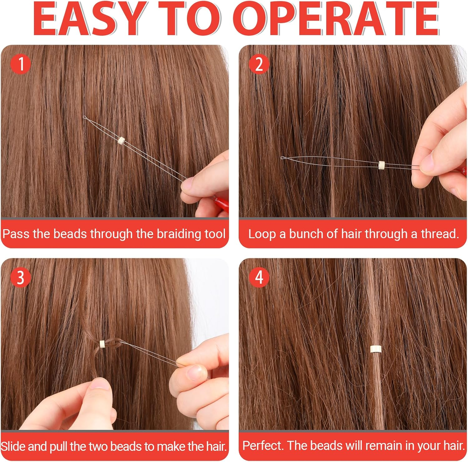 10 Pieces Hair Extension Loop Needles Plastic Handle Hair Extension Tools Hair Bead Threader Loop Threader for Hair or Feather Extensions image number 6