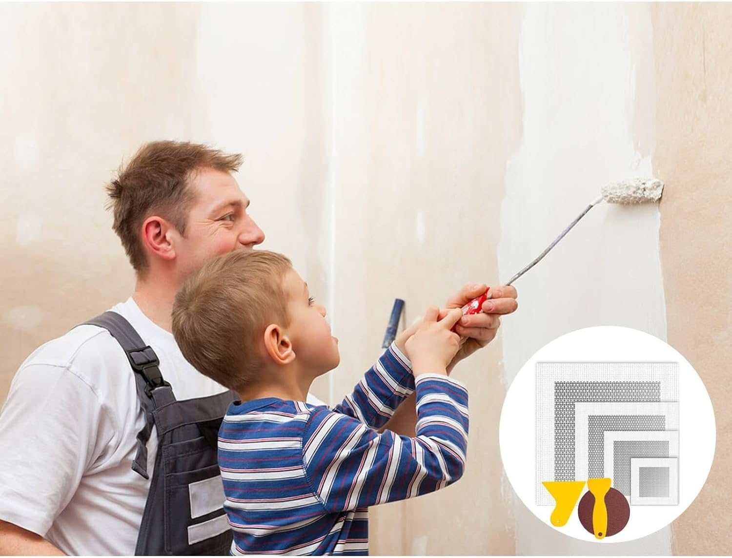 Betterjonny 23Pcs Drywall Repair Kit - 2/4/6/8 Inch Self Adhesive Patch for Wall Hole Repair - Dry Wall Patching Kit for Broken Walls image number 1