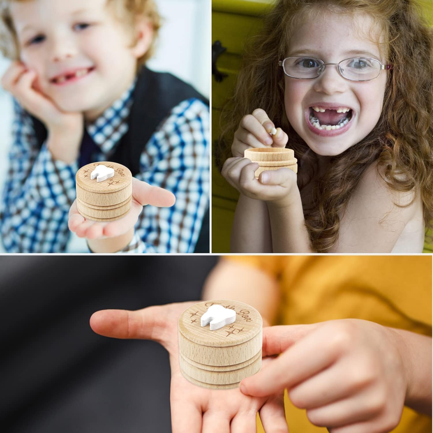 Wooden Tooth Fairy Box Dropped Tooth Keepsake Storage Box for Boys and Girls Cute Lost Tooth Holder Toddler Teeth Case image number 1