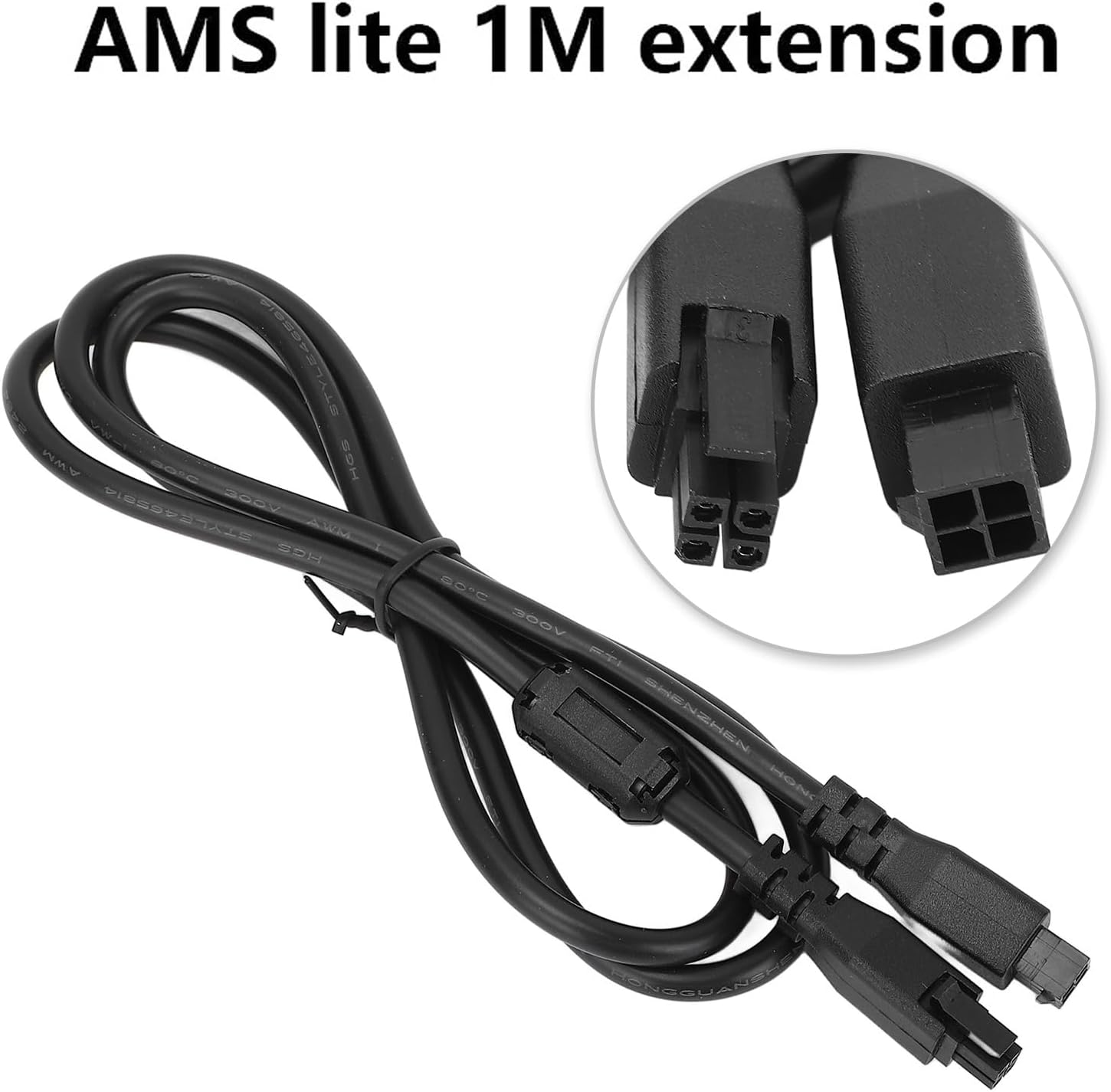 1M 4Pin Extension Cable for Bambu Lab AMS Lite, 22AWG Copper Coring, 5Mm Thick PVC Cable, for Bambulab A1, A1 Mini 3D Printer, Connect Your A1Mini Series to AMS Lite Effortlessly (With Magnetic Ring) image number 2