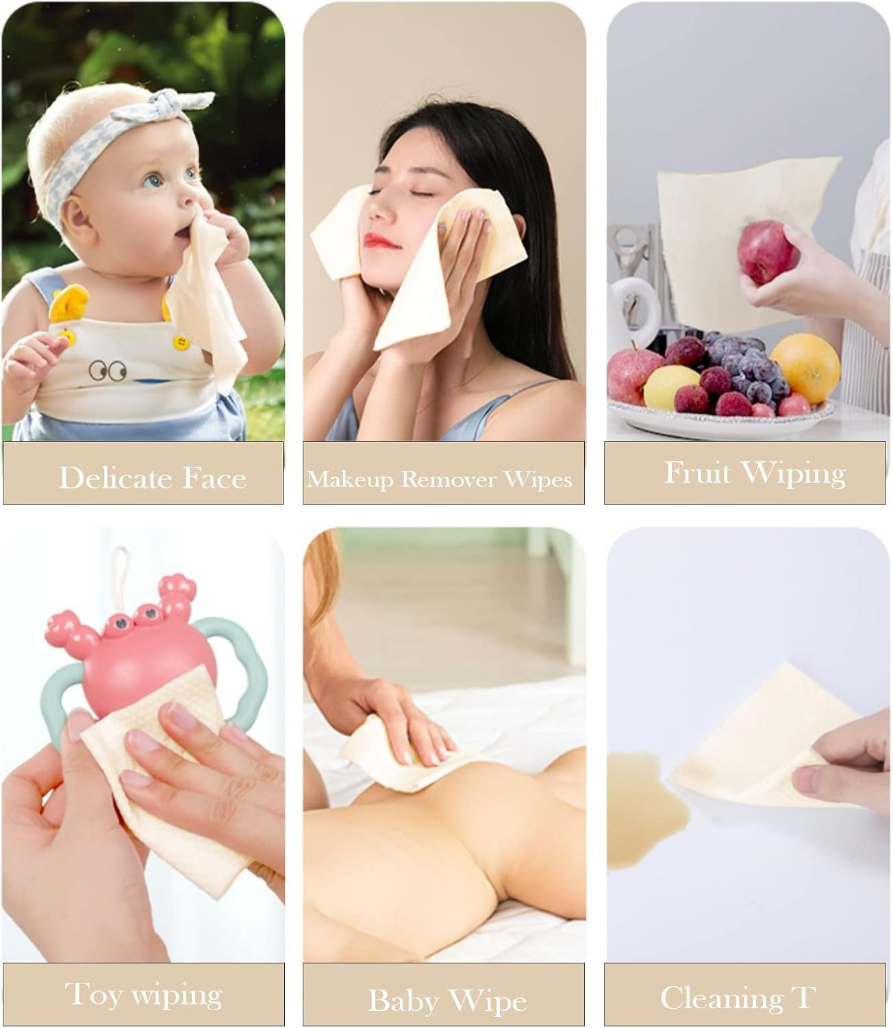 Ultra-Soft 100% Bamboo Dry Wipes - Hypoallergenic, Unbleached for Sensitive Skin | 2X Softer than Cotton | 100% Biodegradable | Makeup Remover & Baby Cloths | 6 Packs (300 Count) image number 6