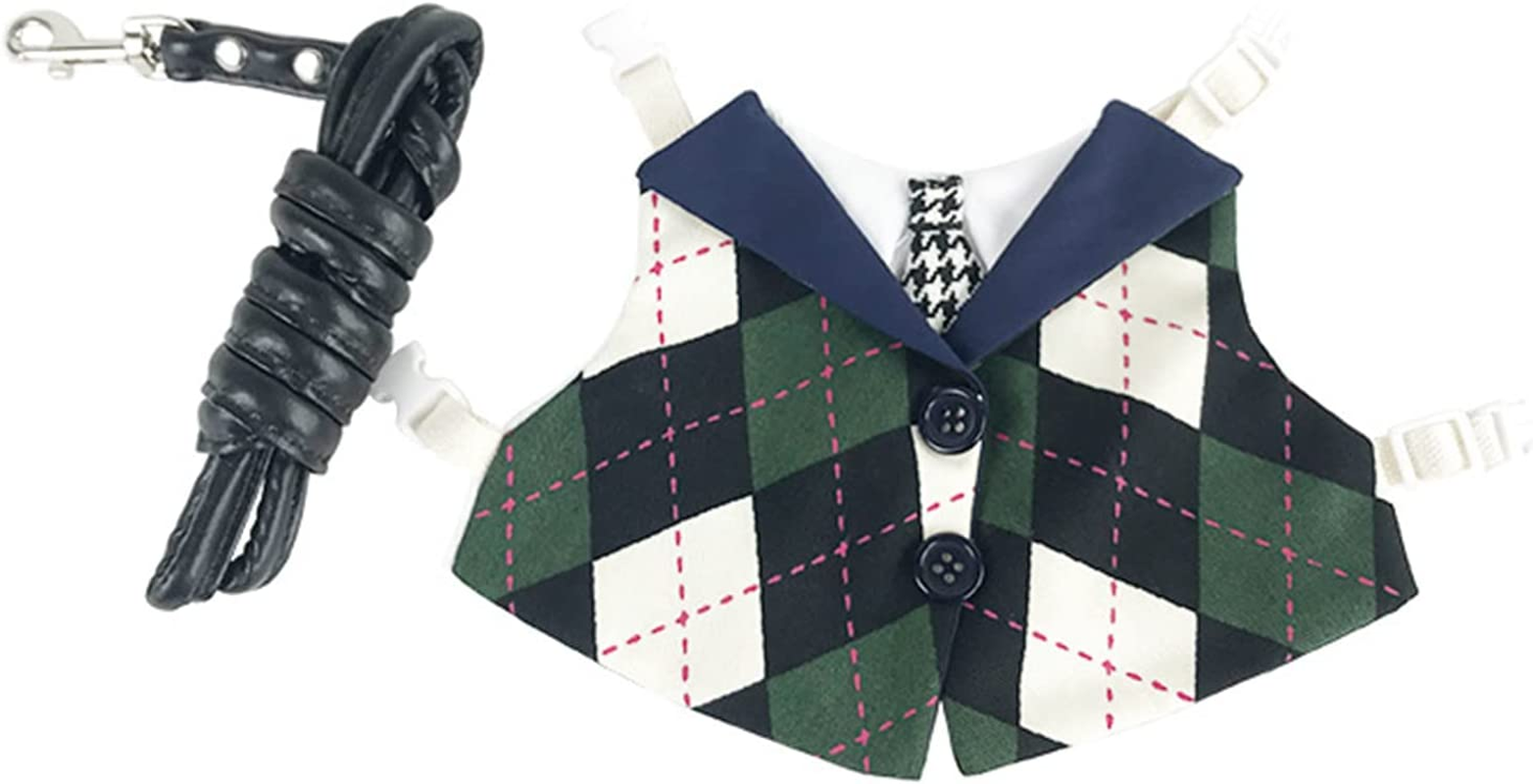 Bunny Harness and Leash,Adjustable Soft Guinea Pig Clothes Pet Rabbit Ferret Harness Costumes for Small Animals Dress image number 2