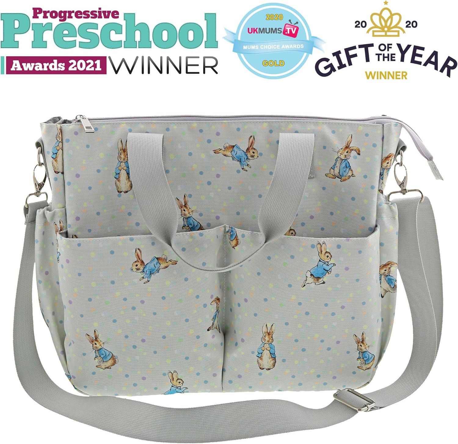 Beatrix Potter Peter Rabbit Nappy Bag, Gray, 39Cm