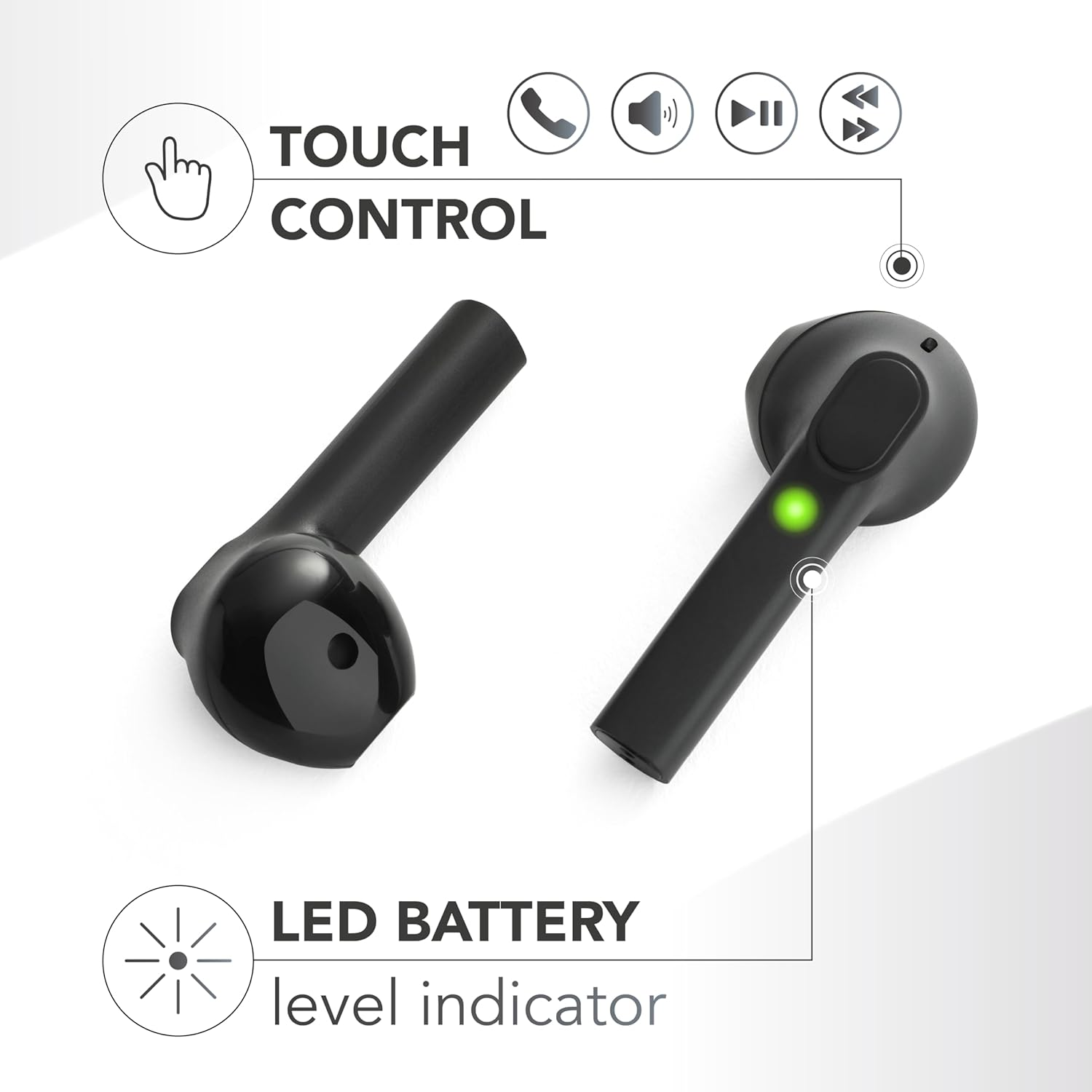 Music Sound - Showy - TWS Bluetooth Capsule Earphones with Charging Case in Various Designs - 15 Hours Playtime - Controls on the Earbuds for Managing Music and Calls - Smile Fantasy