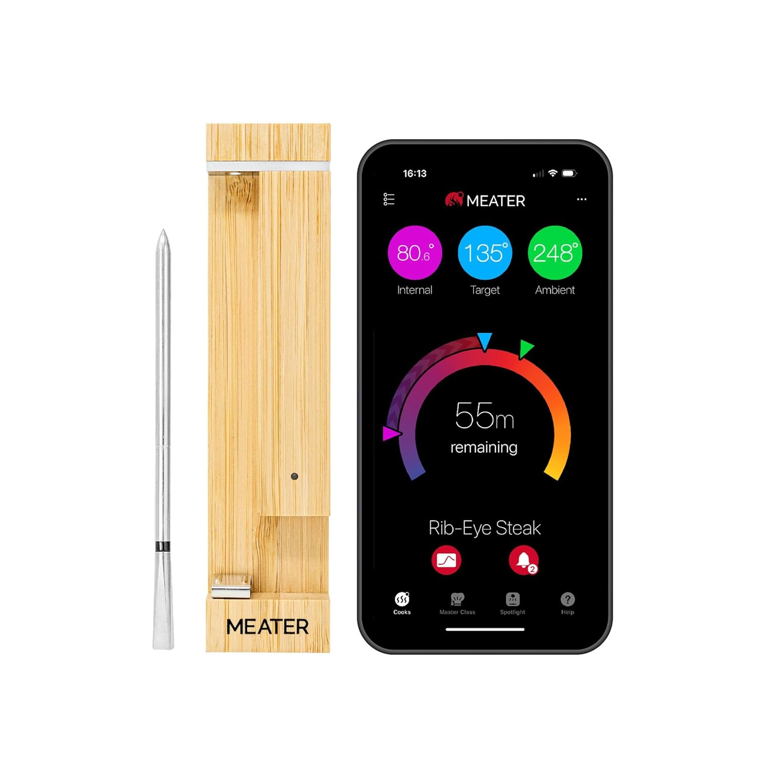 [New] MEATER 2 Plus: Direct Heat Grilling at 550&deg;C, Smart Meat Thermometer, Long Bluetooth Range, 100% Waterproof, Precision Cooking, Multi Sensors, Certified Calibration, for Bbq/Grill/Kitchen image number 2