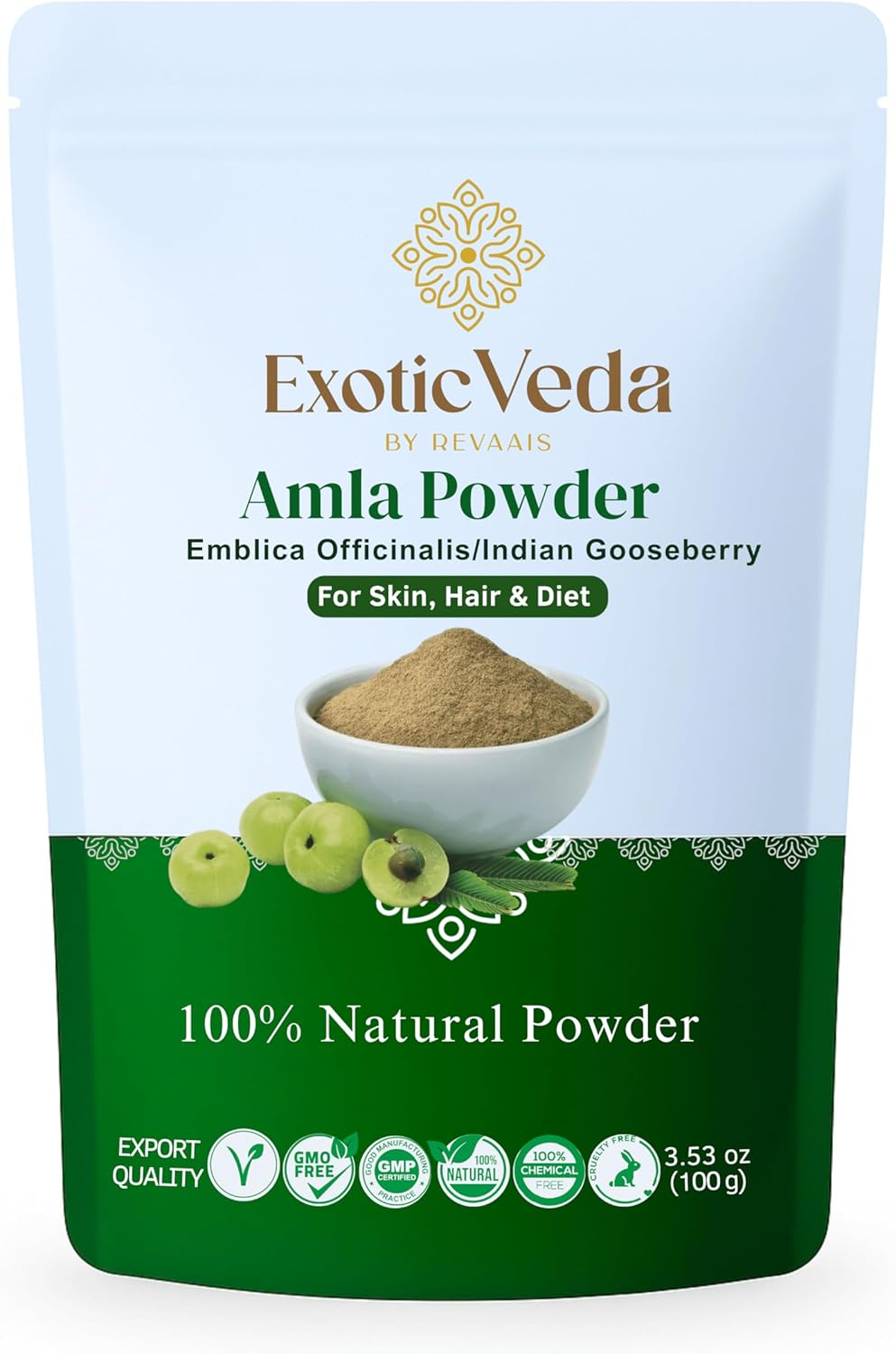 Organic Amla Powder Herbal Supplement Indian Gooseberry or Emblica Officinalis Helps Detoxify, Boost Immunity, Hair Growth & Long Hairs, Promotes Eye Health, 100% Natural, Non-Gmo (100G) image number 3