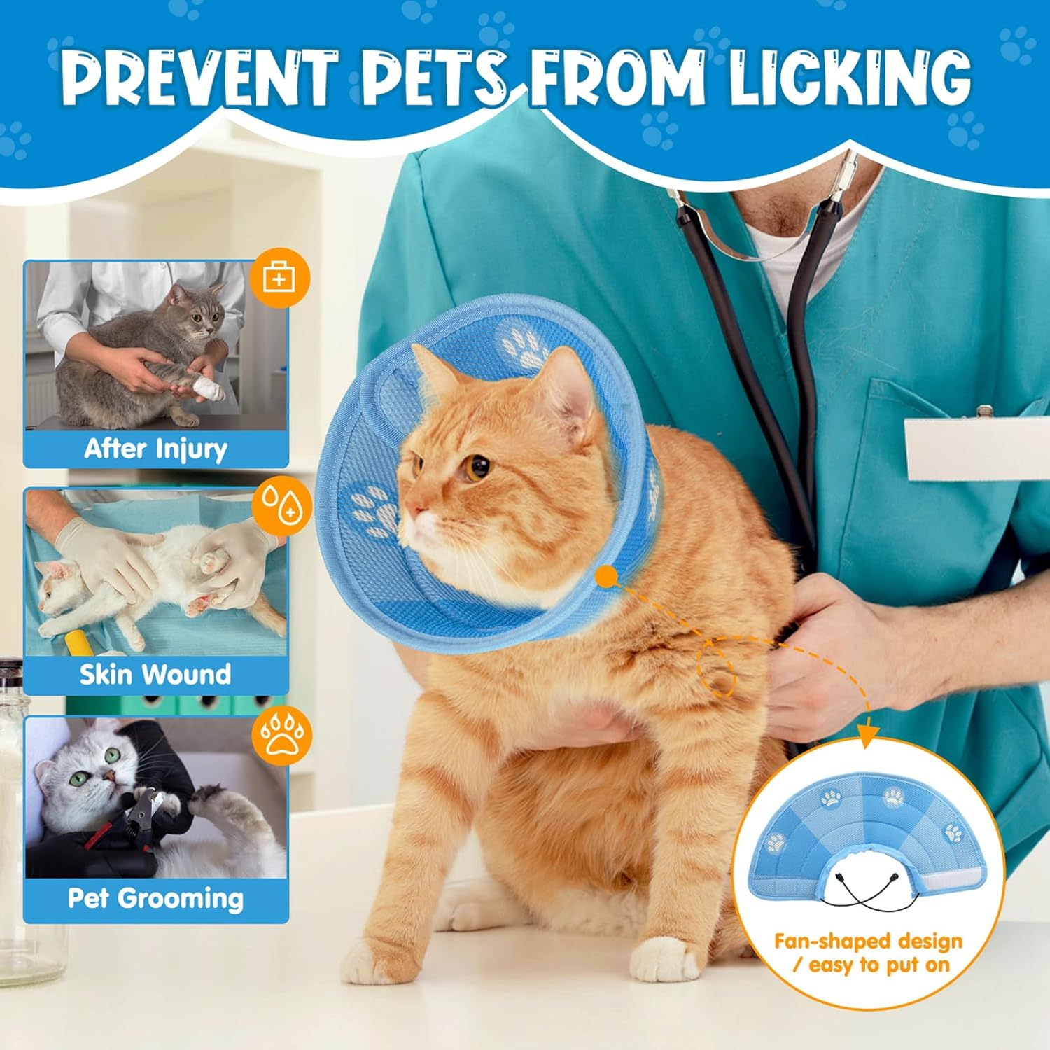 Cat Collar, Foldable Soft Protective Collar, Elisabethan Collar, Recovery Collar, Soft Collar Cone after Surgery and Injuries for Puppies, Small Dogs and Cats (S) image number 5