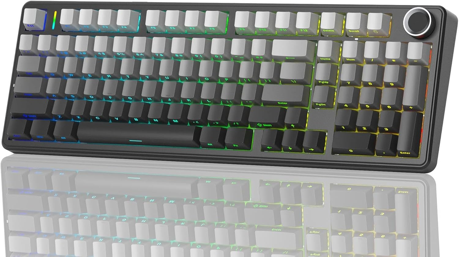 AULA F99 Pro 96 Keyboard, Tri-Mode Wireless Mechanical Keyboard with Hot-Swappable PCB, Gasket Mount, Aluminium Knob &ndash; Compact Full-Size for Gaming and Work (Gradient Gray (Nimbus V3 Switch))