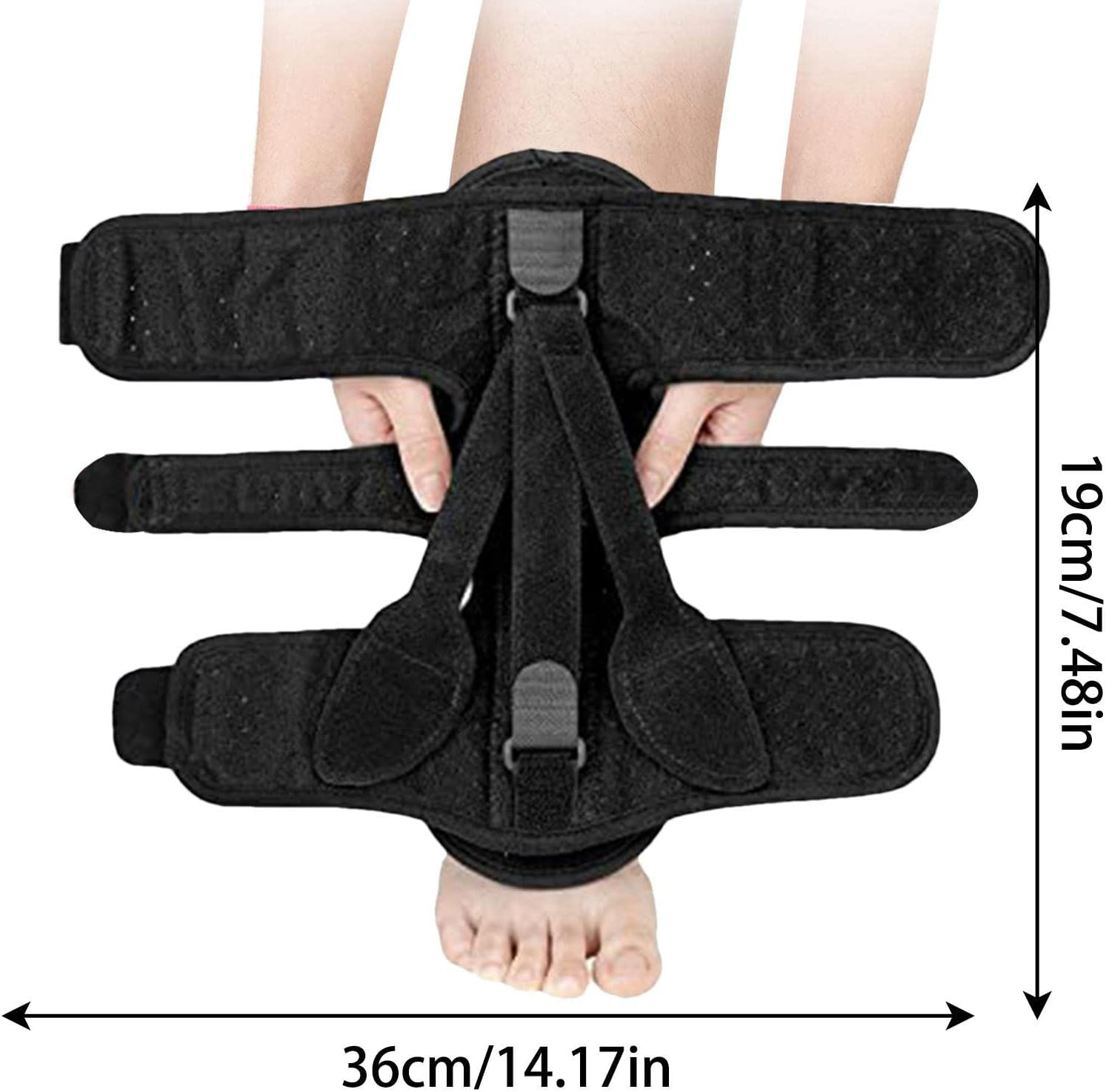 Plantar F?Sciitis Night Splints | Foot Drop Orthotic Brace Support Straps | Orthotics Ankle Brace for Heel | 3 Adjustable Straps Compression Foot Sleeves with Ankle Suppor for Women & Men - Black image number 6