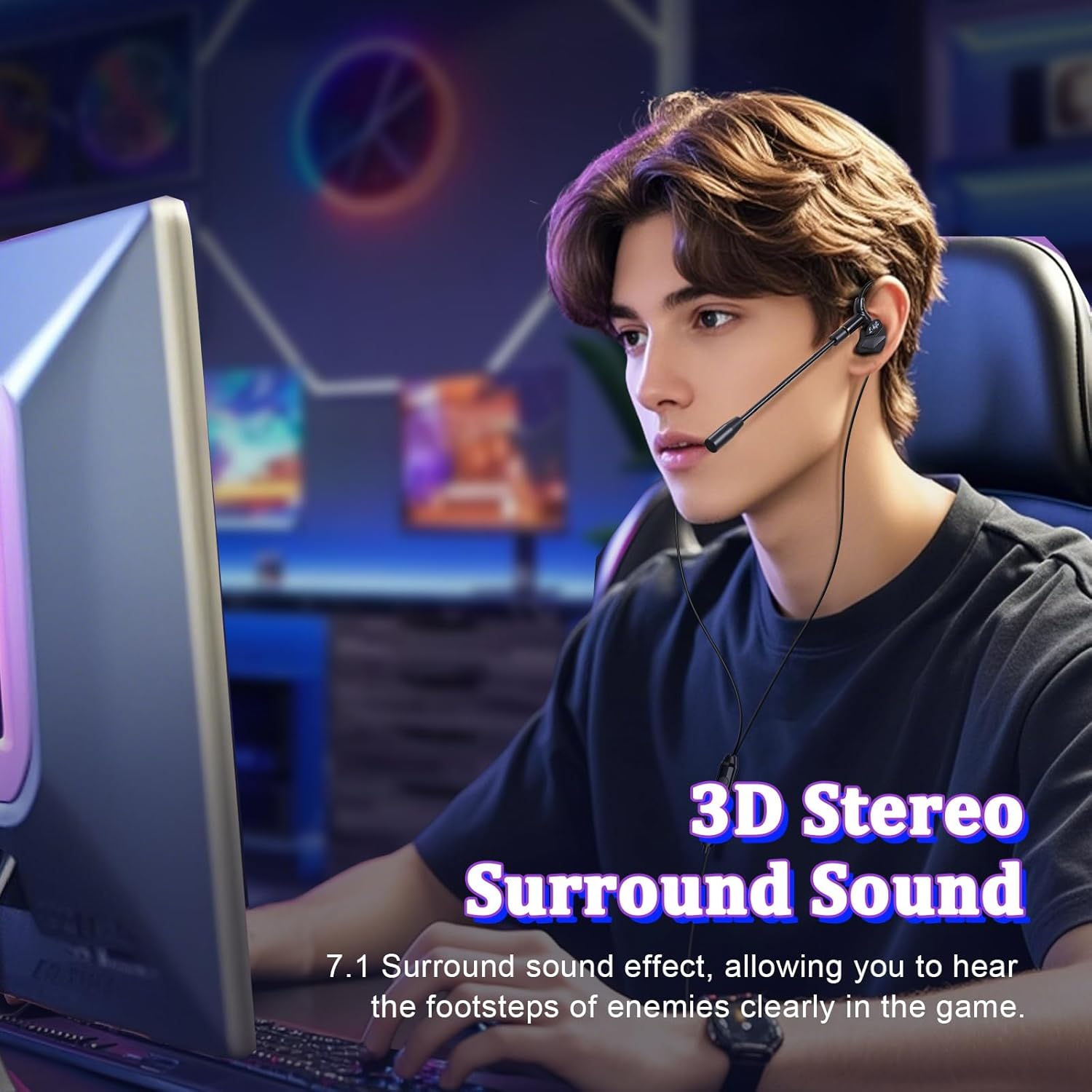 Bluefire Gaming Earbuds, 3.5Mm Wired Earbuds Noise Cancelling Gaming Earphones, In-Ear Headphones with Detachable Microphone & Volume Control for PC, Laptop, Phone