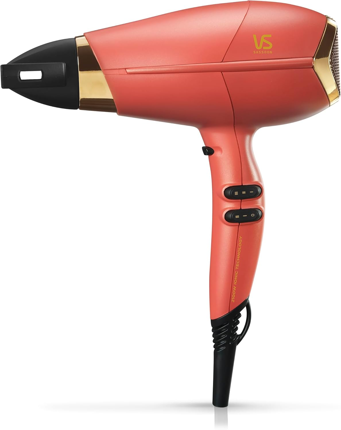 VS Sassoon Enrich Salon Hair Dryer, HTDC Motor, 2100 Watts, 3 Heat & 2 Speed Settings, Cool Shot, Triple Infused Technology, Almond, Keratin & Ceramic for Smooth Shiny Results. Includes Concentrator & Diffuser. Coral (VSD5126CA) image number 4