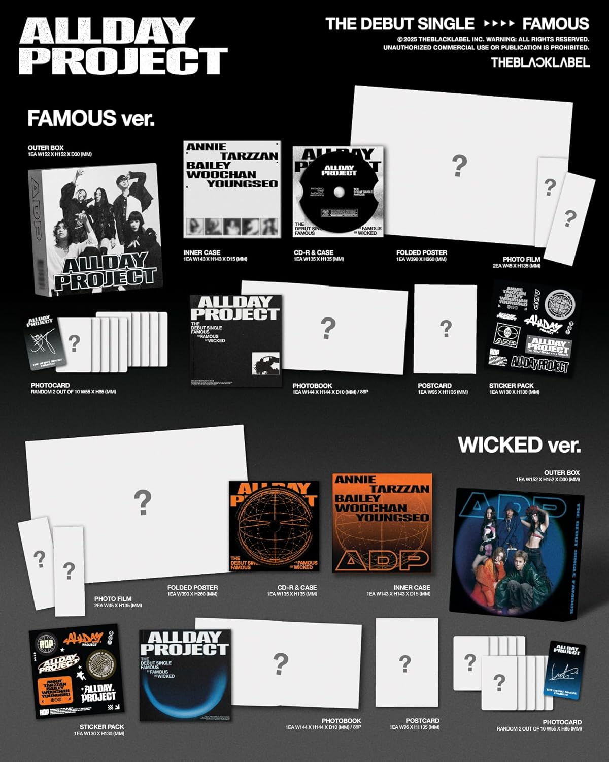 ALLDAY PROJECT FAMOUS Debut Single Album Standard WICKED Version Cd+Photobook+Photocard+Folded Poster on Pack+Photo Film+Postcard+Sticker+Tracking Kpop Sealed