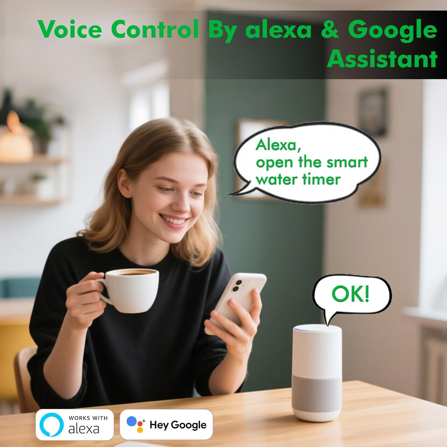 【2 Outlets】 RESTMO Smart Water Timer, Remote and Voice Control via App, RF to Wifi Tap Timer, Programmable Irrigation Controller with Auto/Manual/Rain Delay for Lawn, Garden, Drip System image number 5