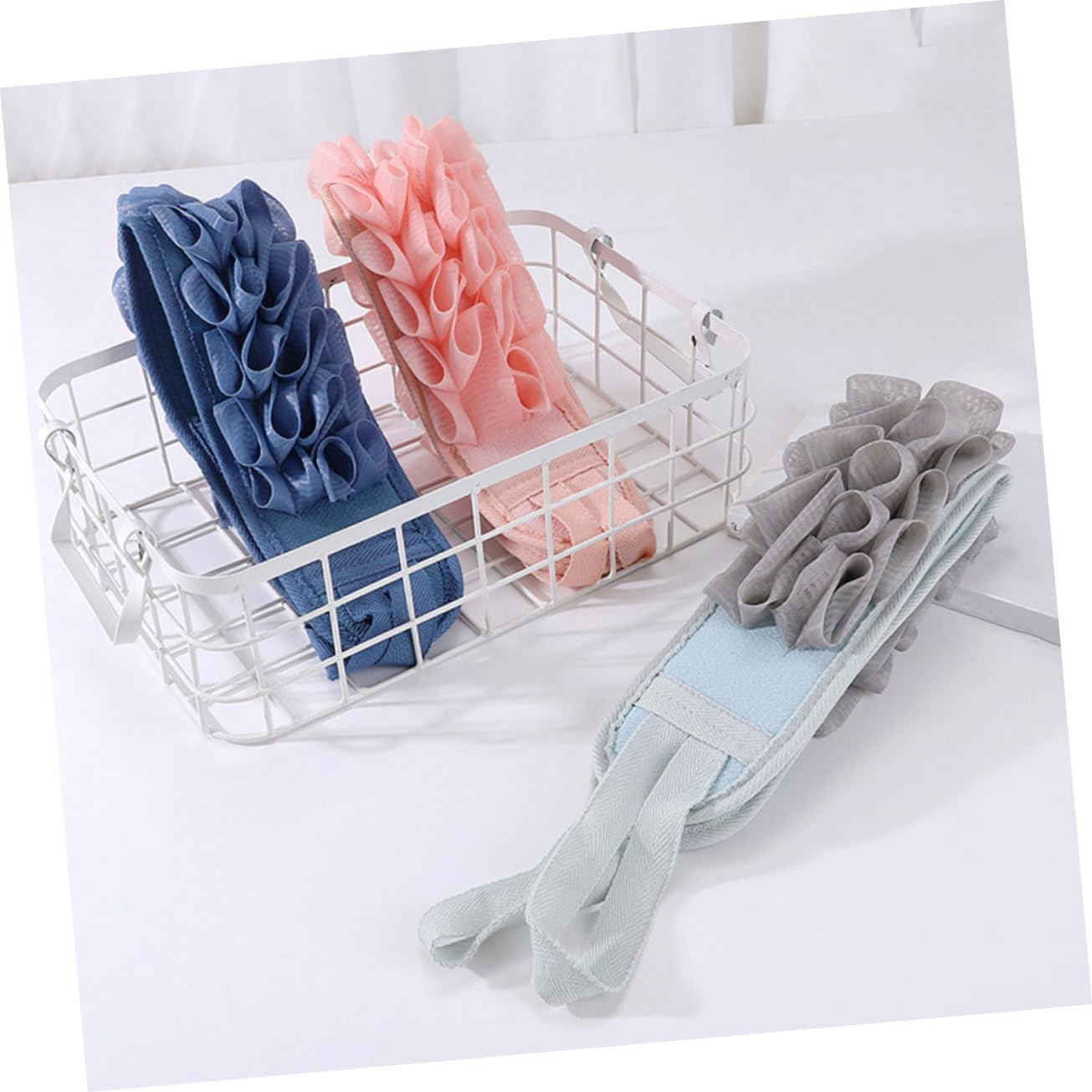 COLLBATH 3Pcs Portable Bath Shower Scrubber Exfoliating Back Scrubber Washing Strap for Ages image number 4