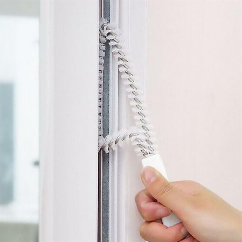 Leona Co Plastic Triangle Household Window Sliding Door Track Cleaning Gap Brush White, Easy Clean image number 3