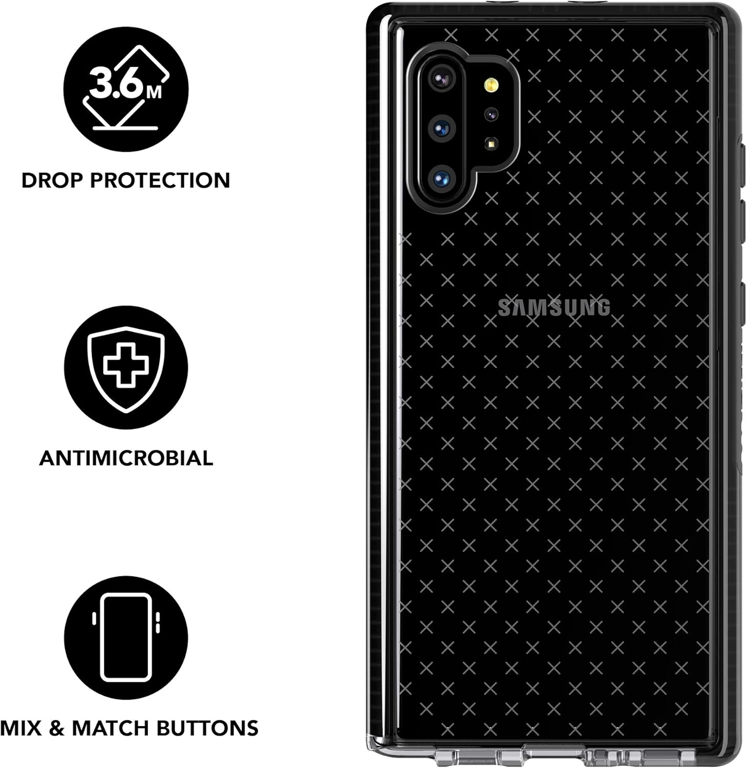 Tech21 Evo Check Phone Case Cover for Samsung Note 10+ (Plus) - Black/Smokey