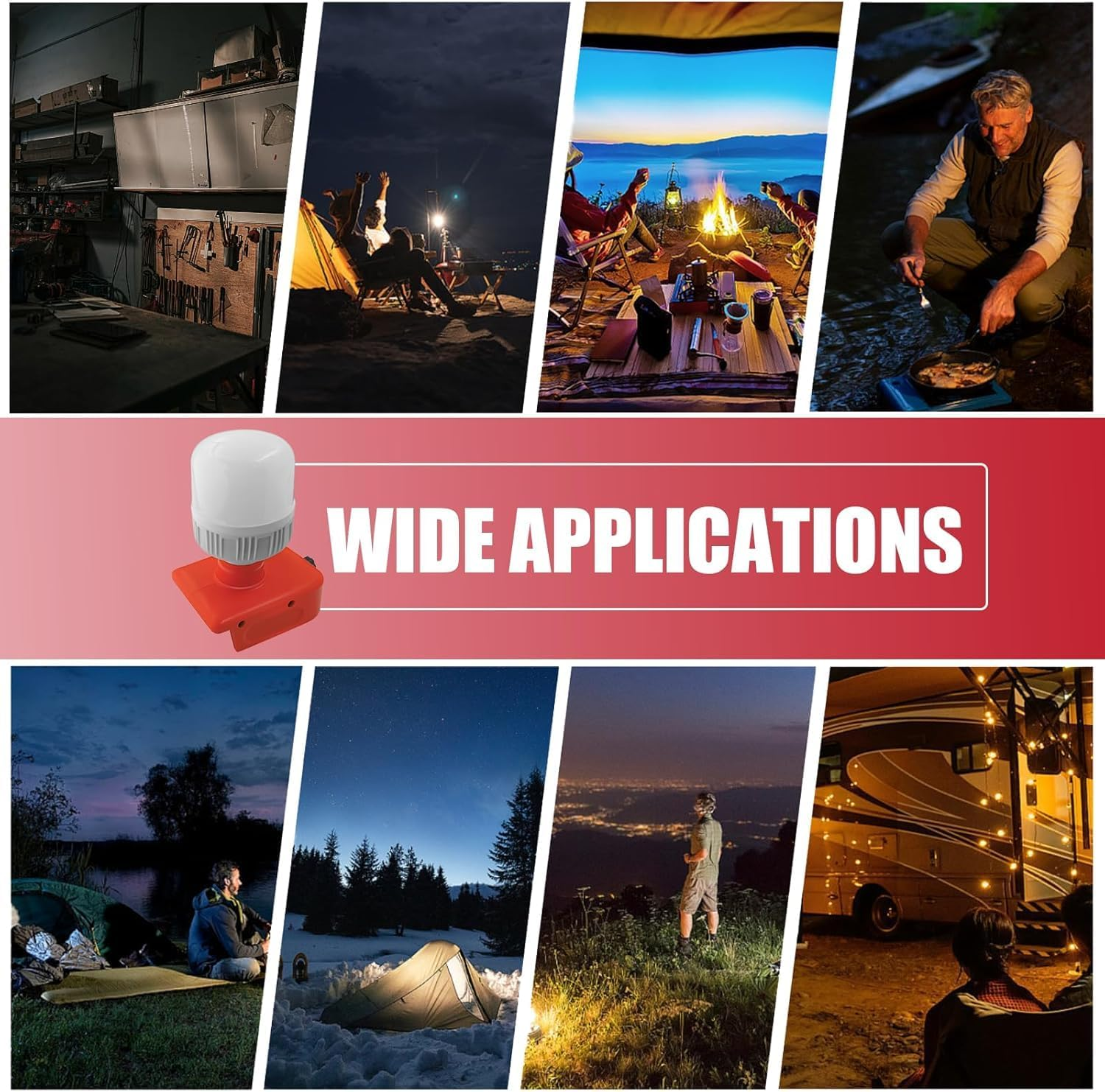 LED Work Light for Einhell Power X-Change 18V Battery,12W LED Spotlight with E27 Bulbs 350-1300Lm Adjustable Brightness for Outdoor Use, for Camping, Car Repairing, Emergency and Job Site Lighting image number 6