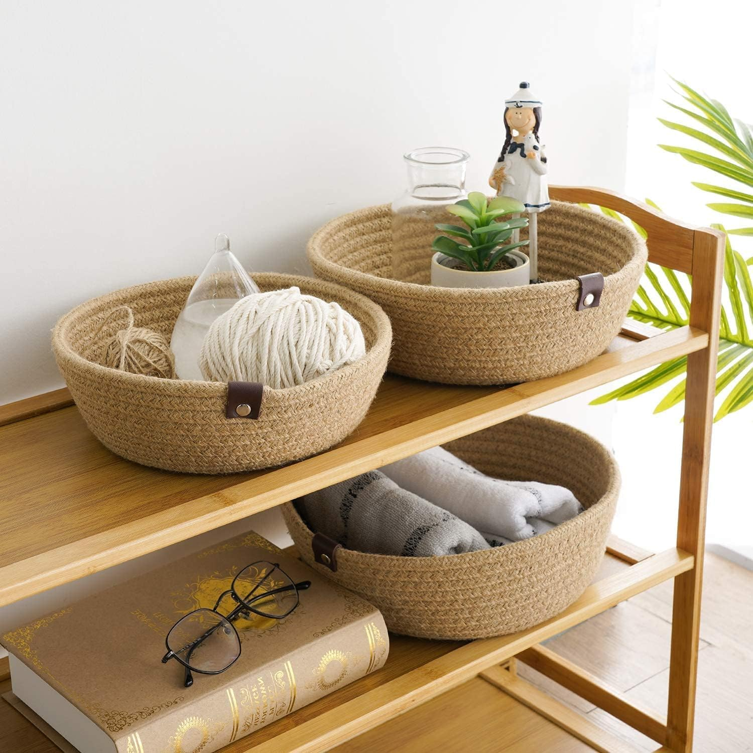 3 Piece Set of Small Basket Cotton Rope Basket Woven Storage Basket for Kids Home Decoration, 100% Cotton Basket Organizer Tabletop Basket Container (BN) image number 4