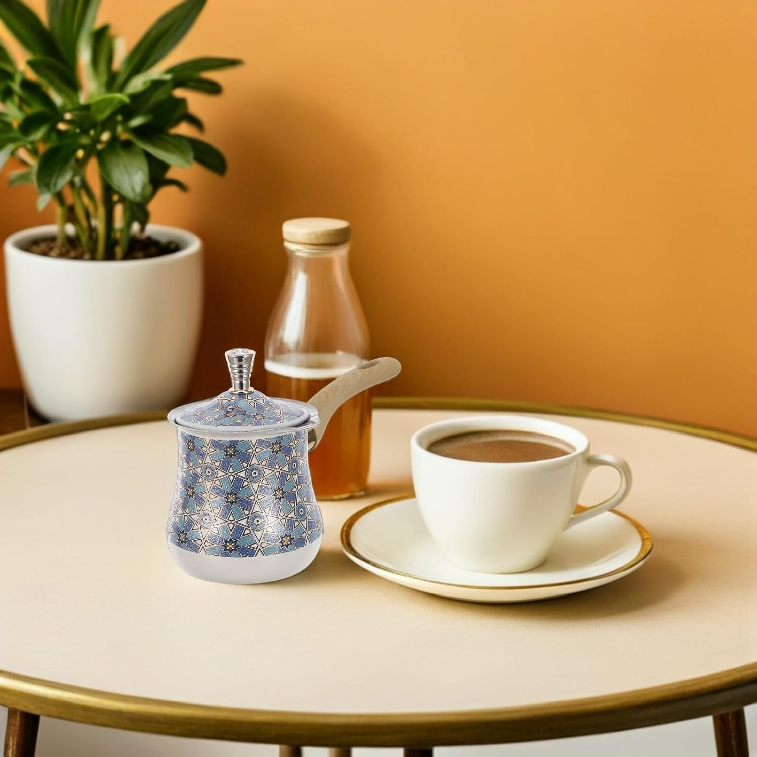 BIUDECO Stainless Steel Turkish Coffee Maker 720Ml with Wooden Handle &ndash; Small Saucepan for Milk Frothing, Butter and Chocolate Melting &ndash; Metal Cezve Pot for Stove and Espresso Brewing image number 5