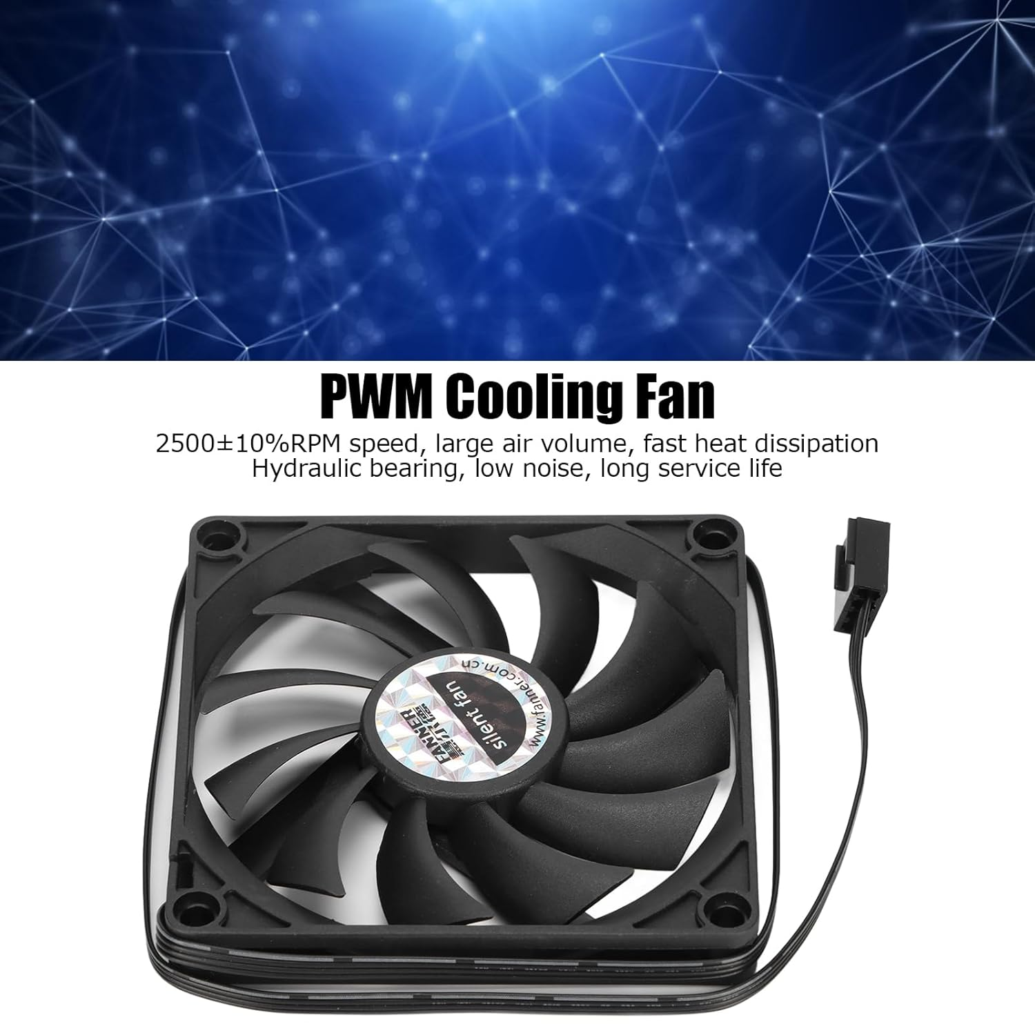 EVGATSAUTO 80Mm Cooling Fan, Low Noise Durable 2500RPM PWM Speed Regulation with Ultra Thin Design for PC Case Electronic Equipment image number 5