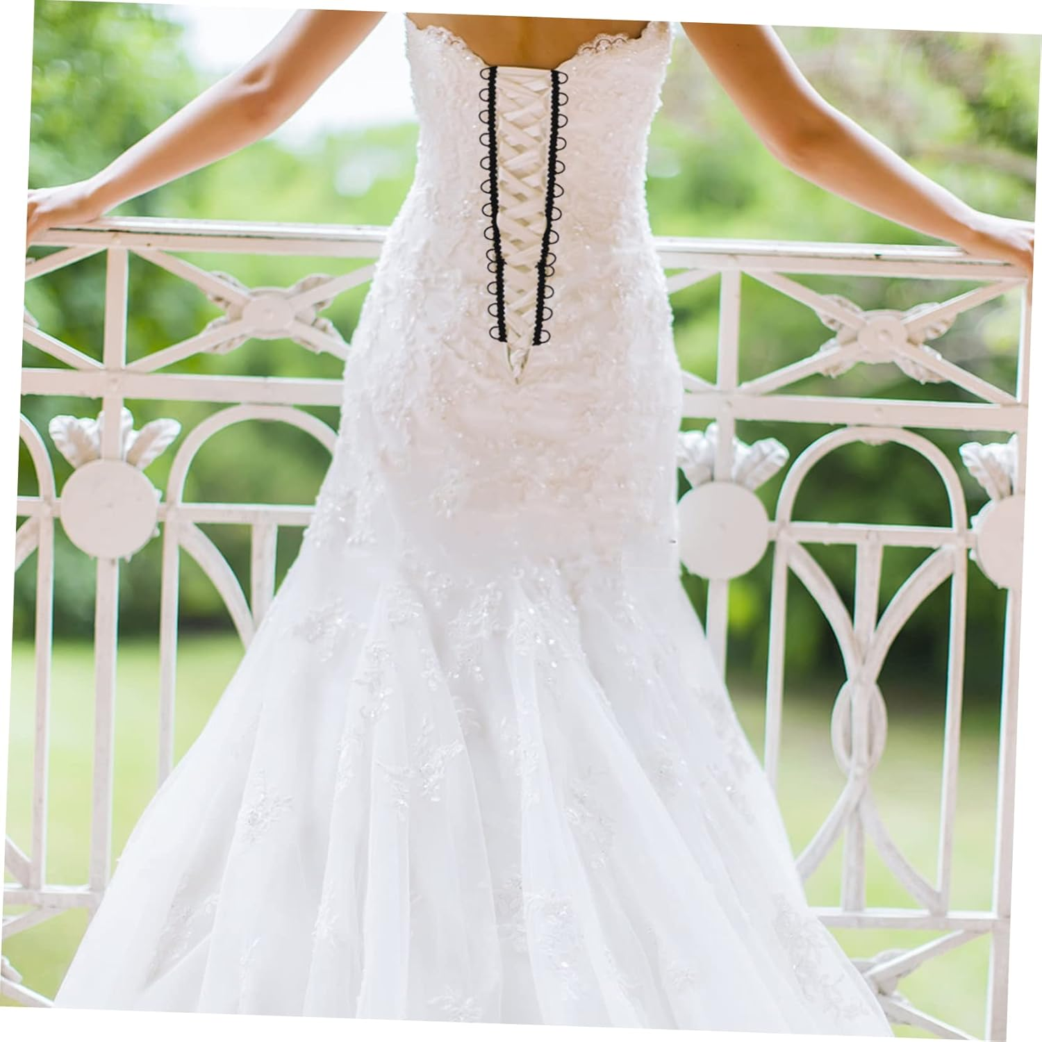 AUTSUPPL 1Pc Wave Lace Trim for Wedding Dress Handmade Decorative Elastic Button Loop Trim Clothing Accessories for Bridal and Craft Projects image number 6