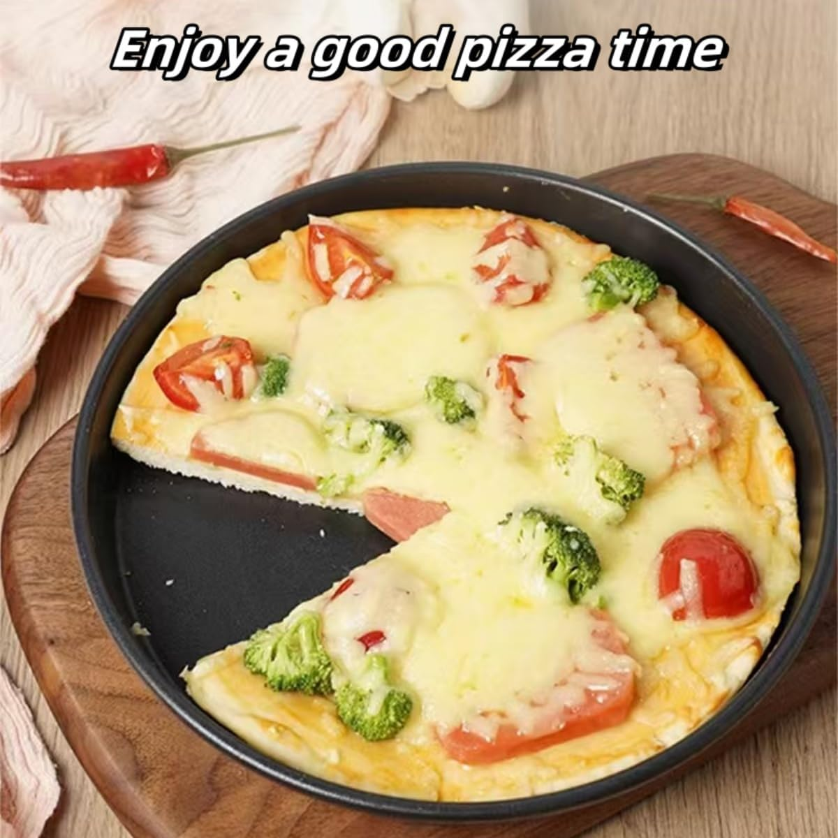 Pizza Pan Set 3-Piece, 24Cm/26Cm/29Cm Pizza Pan for Oven, Non-Stick Pizza Tray, round Steel Pizza Pans - Dishwasher Safe, Premium Bakeware for Home Cooking image number 1