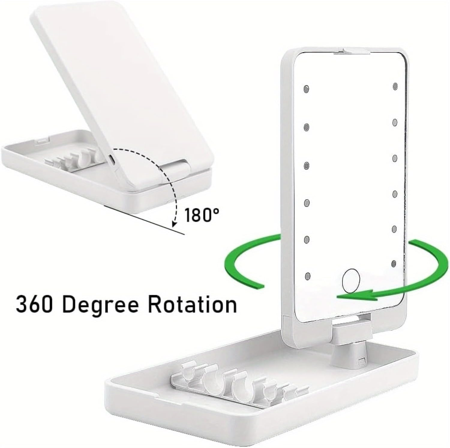 LED Portable Makeup Mirror with 5 Brushes, Rechargeable Travel Mirror Kit, Touch Sensor, Bright Adjustable Lighting, Compact Storage Case (Black) image number 5