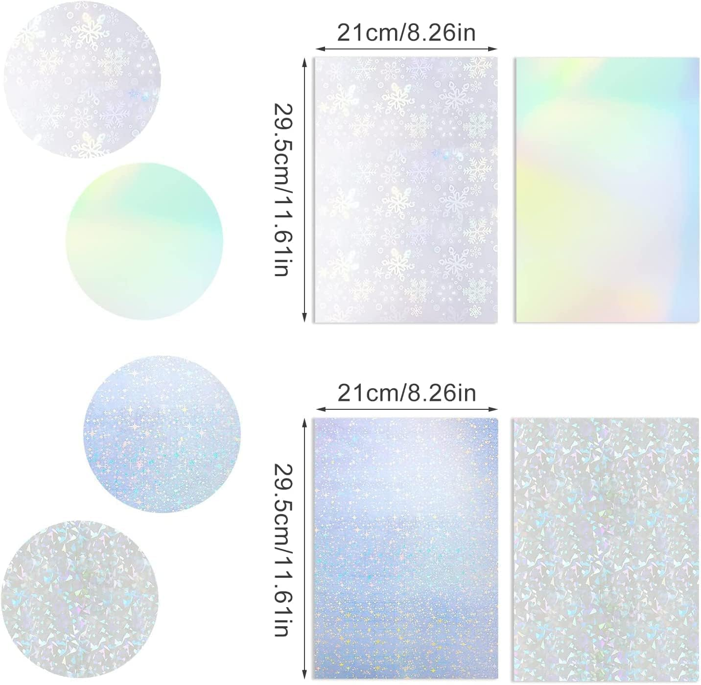 Yessmi Holographic Sticker Paper,16Pcs Vinyl Sticker Paper Rainbow Waterproof Sticker Paper,Rainbow Printable Paper,Rainbow Transparent,Rainbow YES639 YES639 image number 3