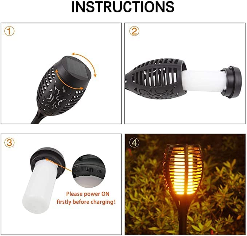 Solar Torch Light with Flickering Flame, 6 Pack Torches Solar Landscape Lights Outdoor Christmas Decoration Lights for Pathway Garden Patio Yard Auto On/Off IP65 Waterproof