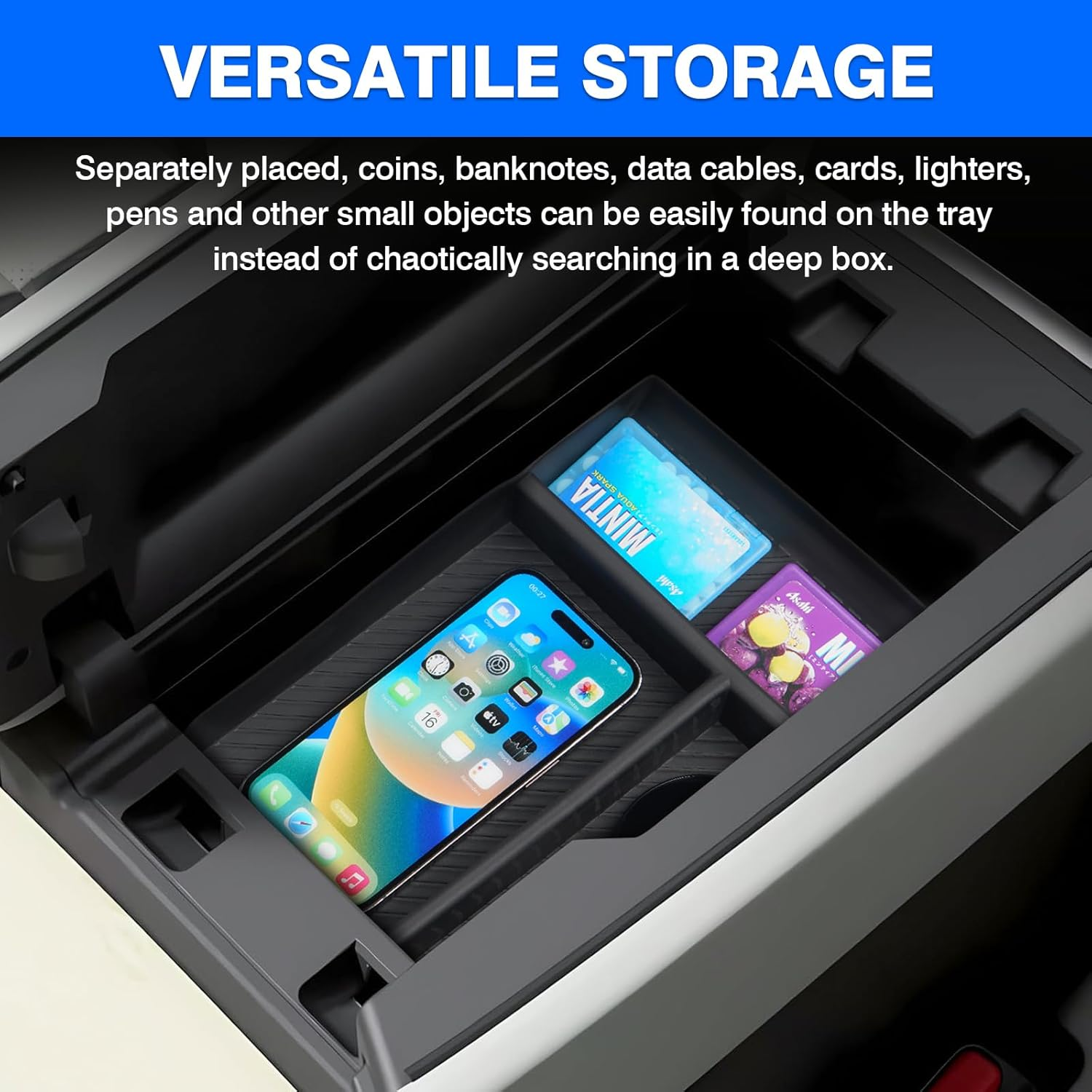 Autorder Center Console Organizer for 2024-2026 Mazda CX-90 CX90 CX-70 CX70 Accessories Armrest Storage Box Secondary Insert Tray with Anti-Slip Mat image number 5