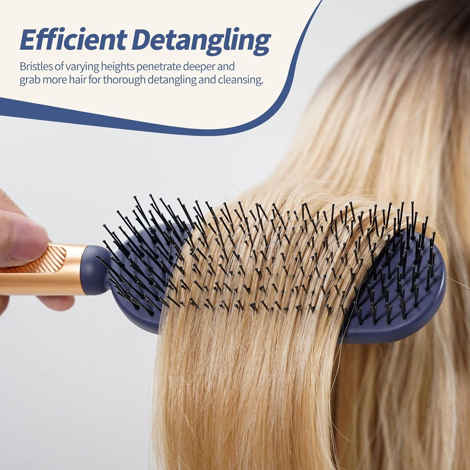 SHINLEA Detangler Fine Hair Brush, Massaging Scalp Hairbrush for Long Thin Curly Wavy Dry or Damaged Hair, Reduces Breakage, Eliminates Knots, Ball Tipped Bristles Hair Brush for Wet & Dry Hair image number 2