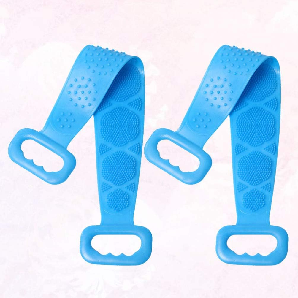 Cabilock 2Pcs Silicone Bathing Massage Brush Exfoliating Shower Towel Hand for Cleaning Bathroom Supplies image number 2